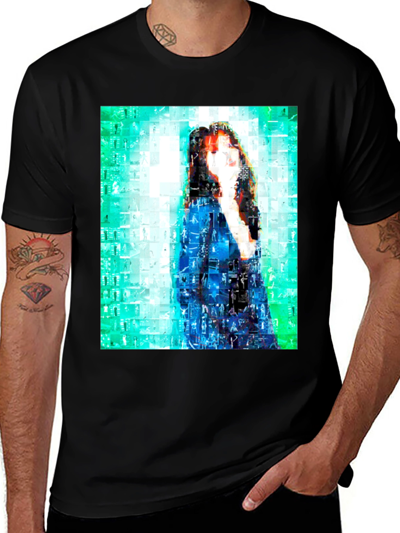 Variant 20 of Mosaic Woman Graphic Black T-Shirt