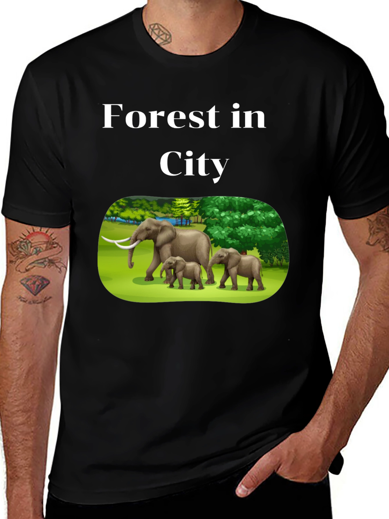 Variant 14 of Forest in City Graphic T-Shirt - Black