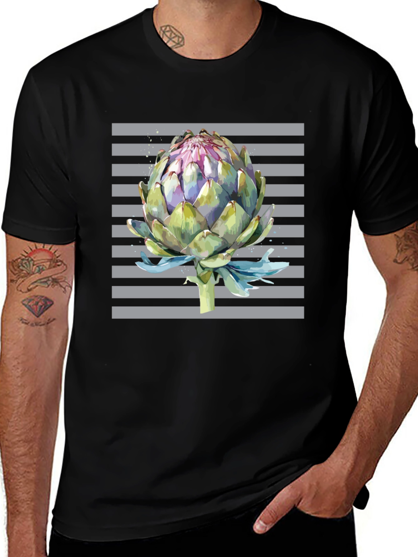 Variant 9 of Artichoke Graphic Tee - Unique Striped Design
