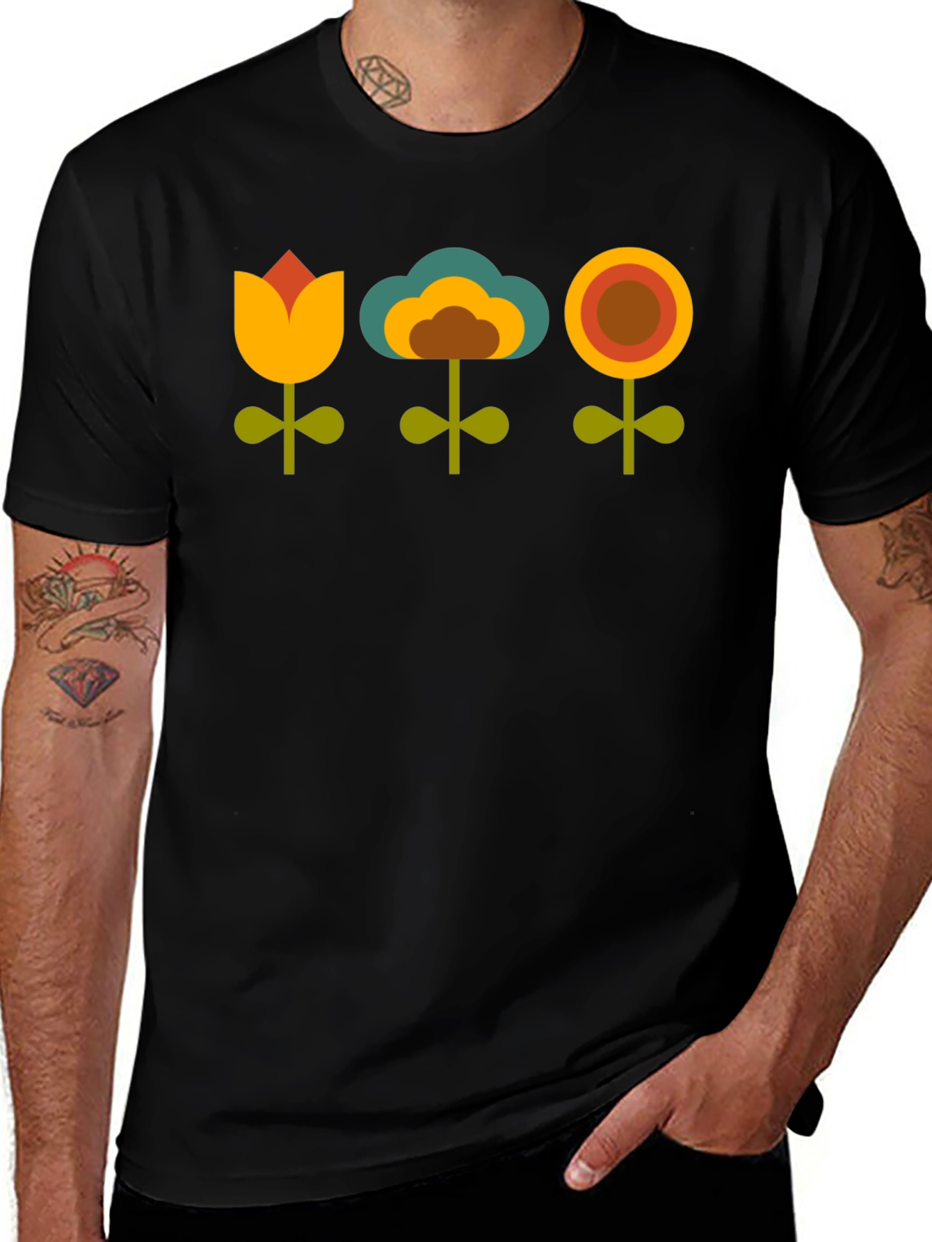 Variant 5 of Retro Flower Power T-Shirt - 70s Floral Design