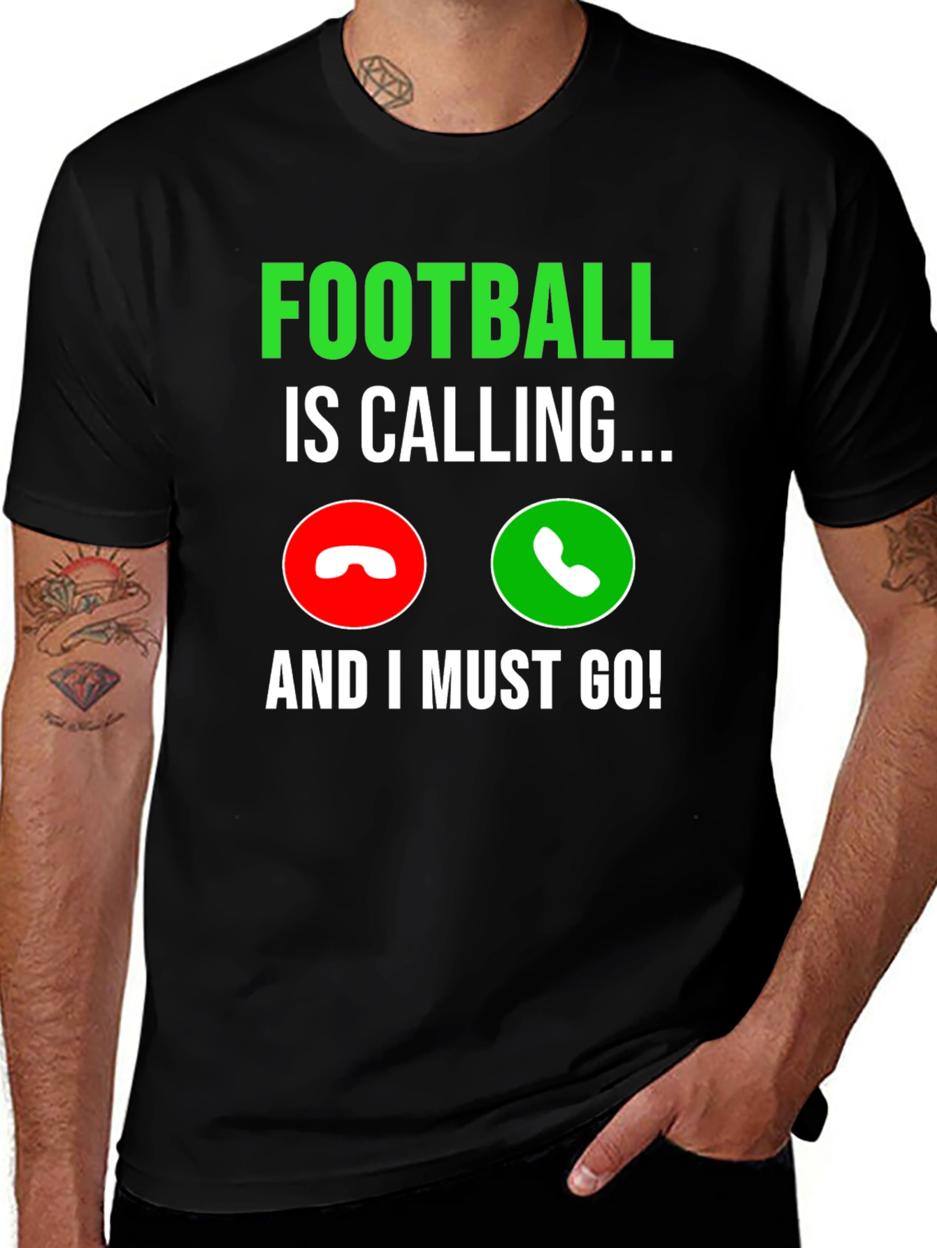 Football is Calling Black Graphic T-Shirt