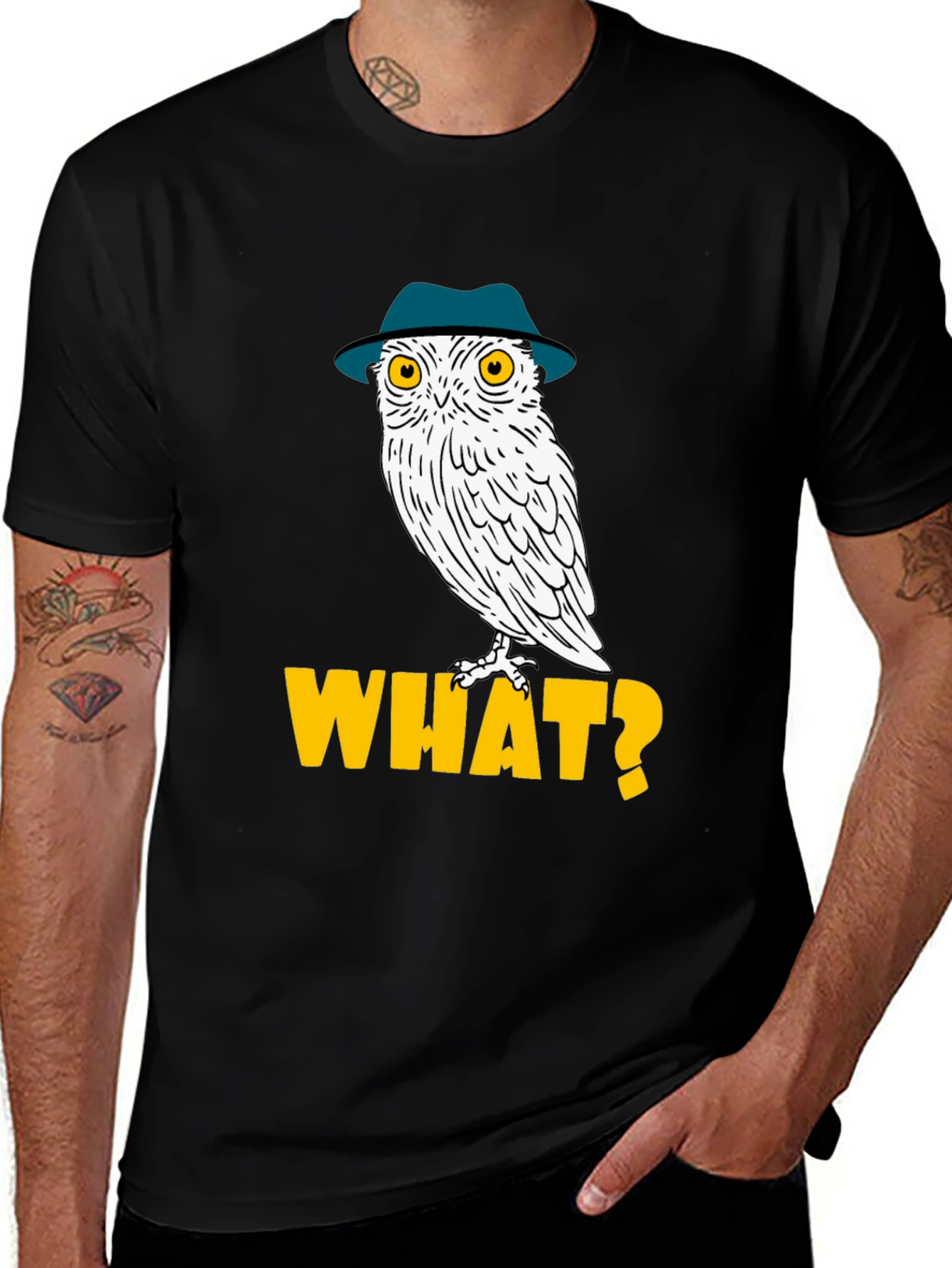 Variant 28 of Owl What? Graphic T-Shirt - Funny Bird Tee