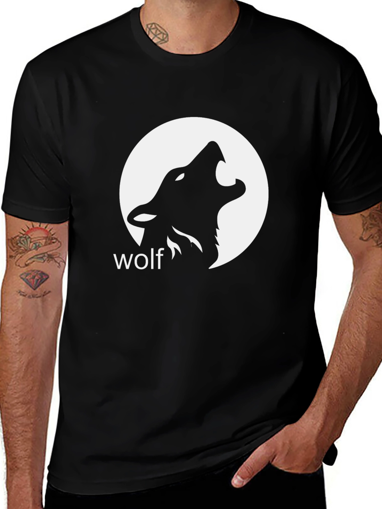 Variant 4 of Wolf Howling Moon Black T-Shirt