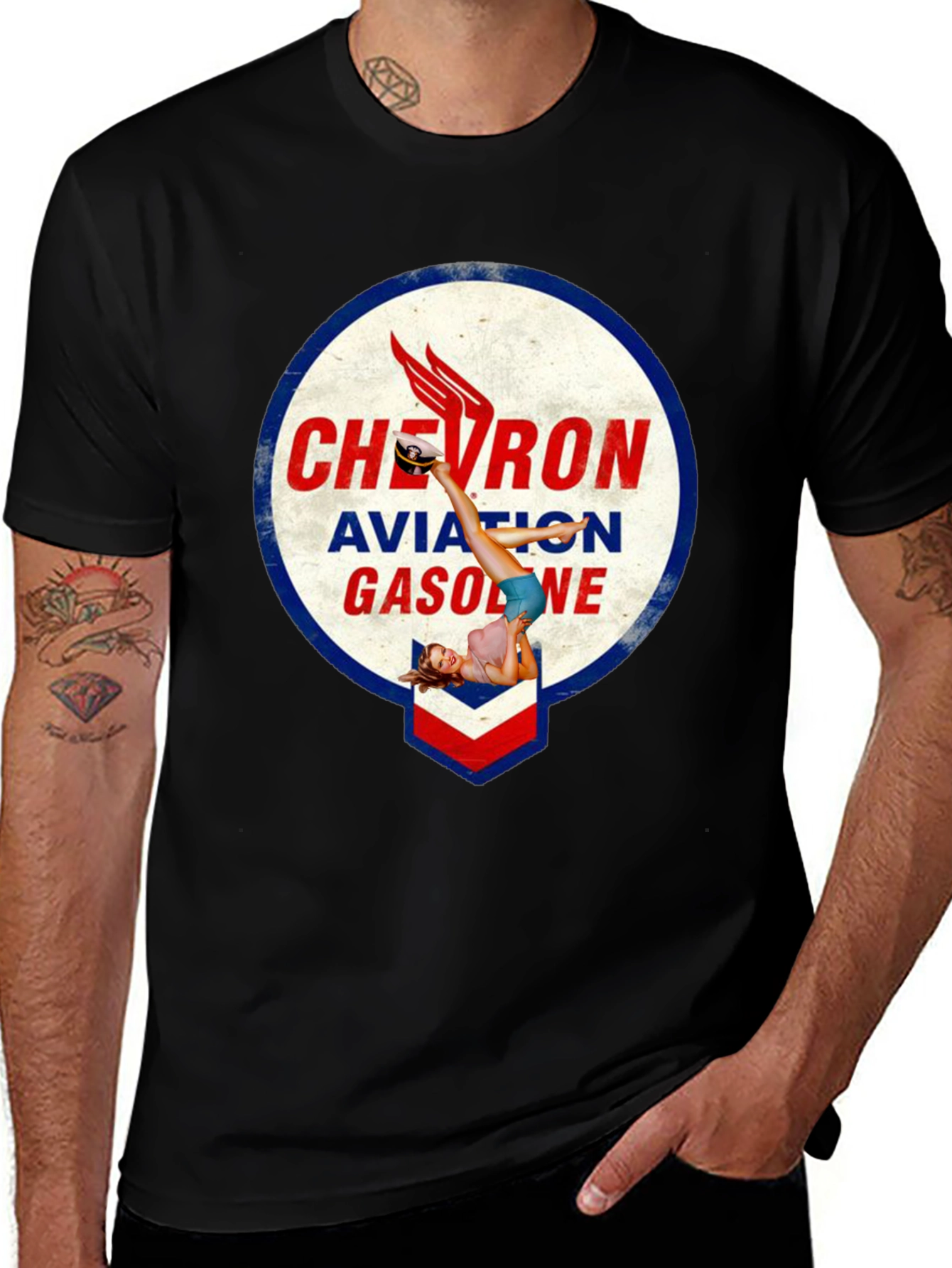 Variant 17 of Chevron Aviation Gasoline Graphic Tee