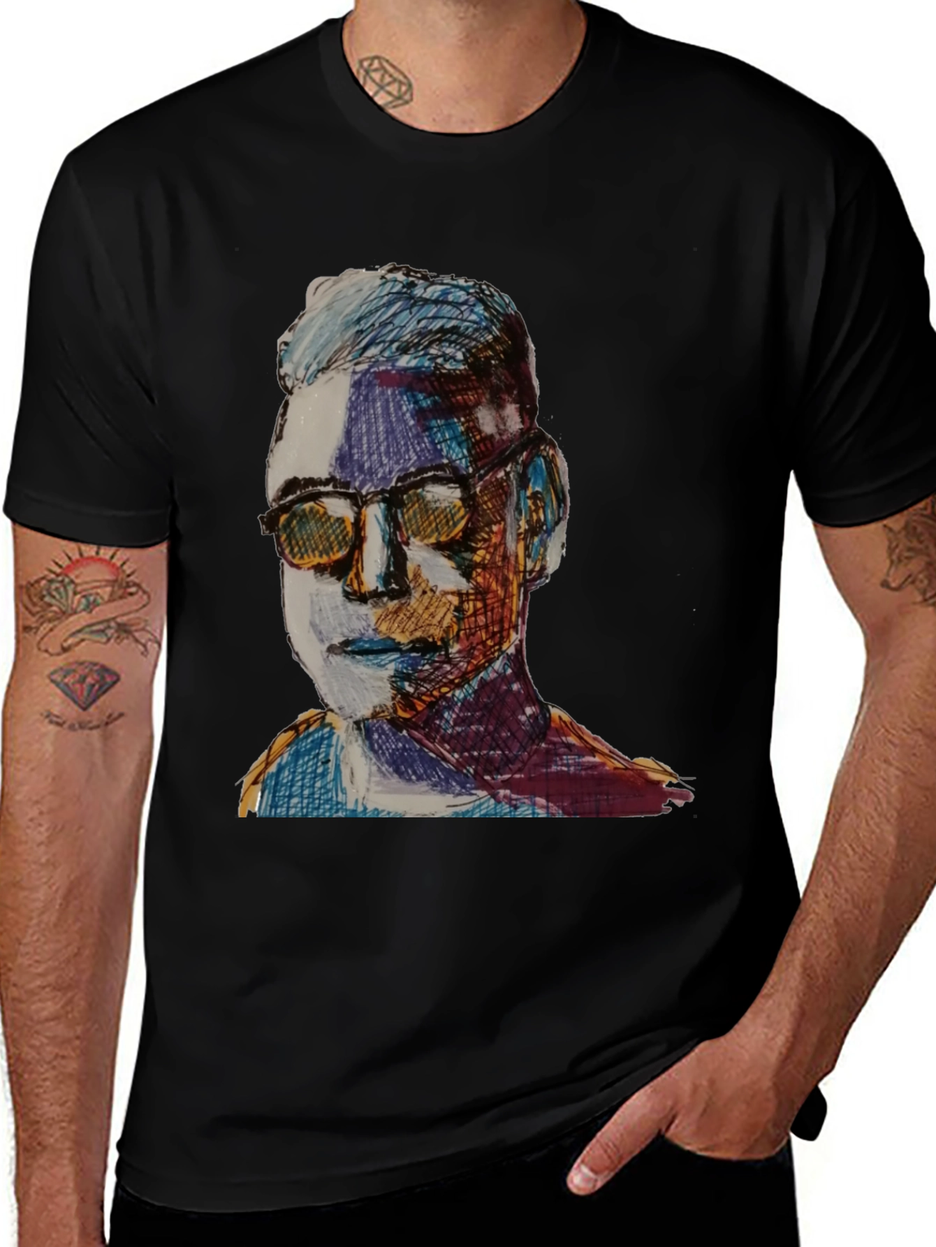 Variant 13 of Artistic Portrait Graphic Tee - Black