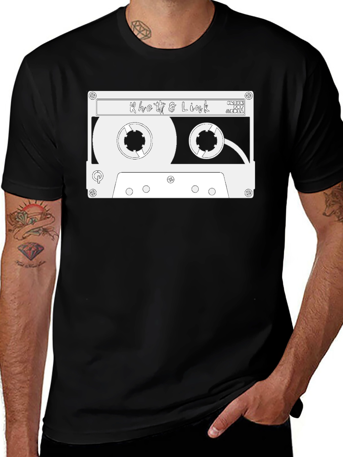 Rhett & Link Cassette Tape Graphic Black T-Shirt