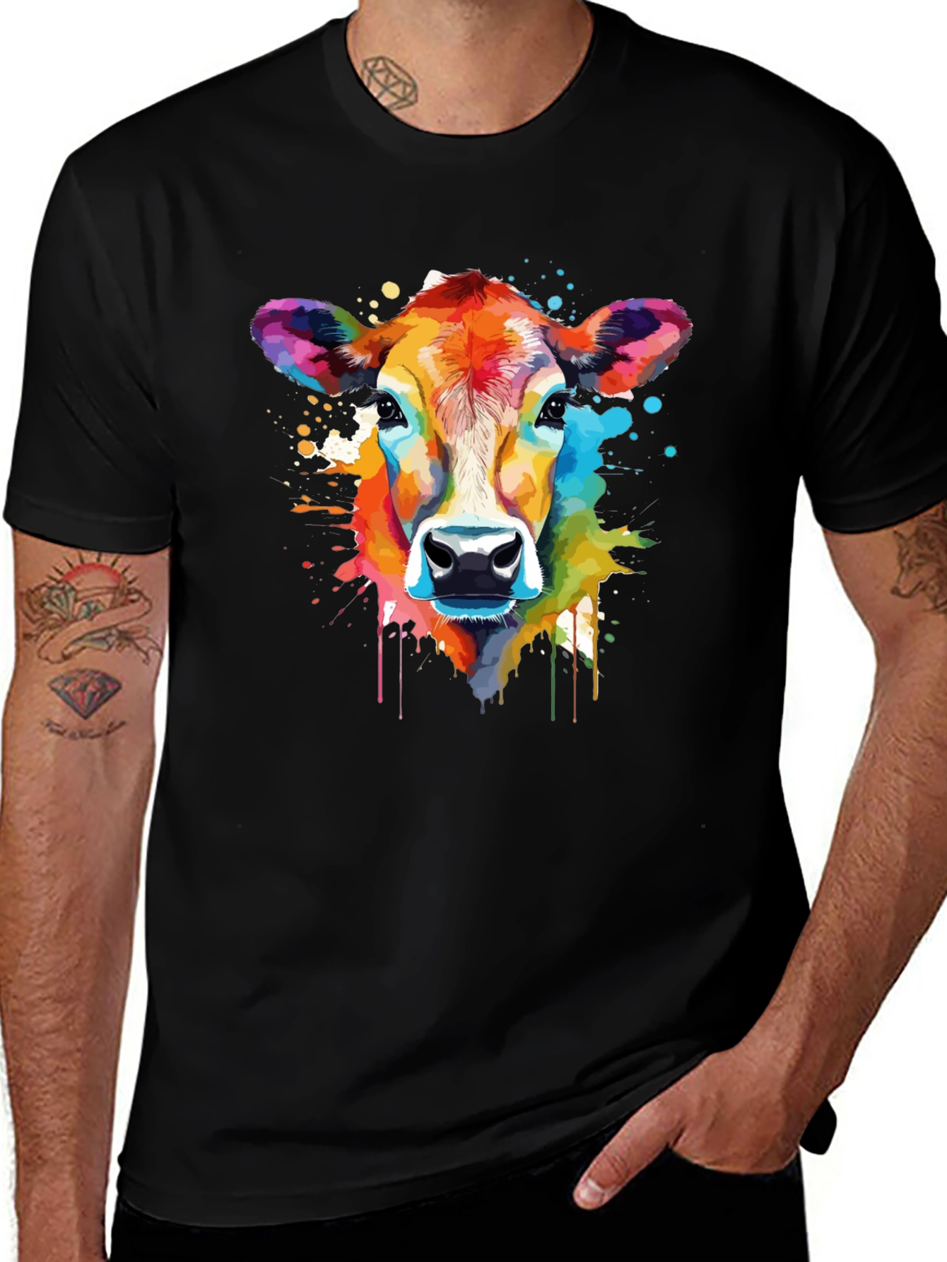 Variant 14 of Colorful Cow Print Tee