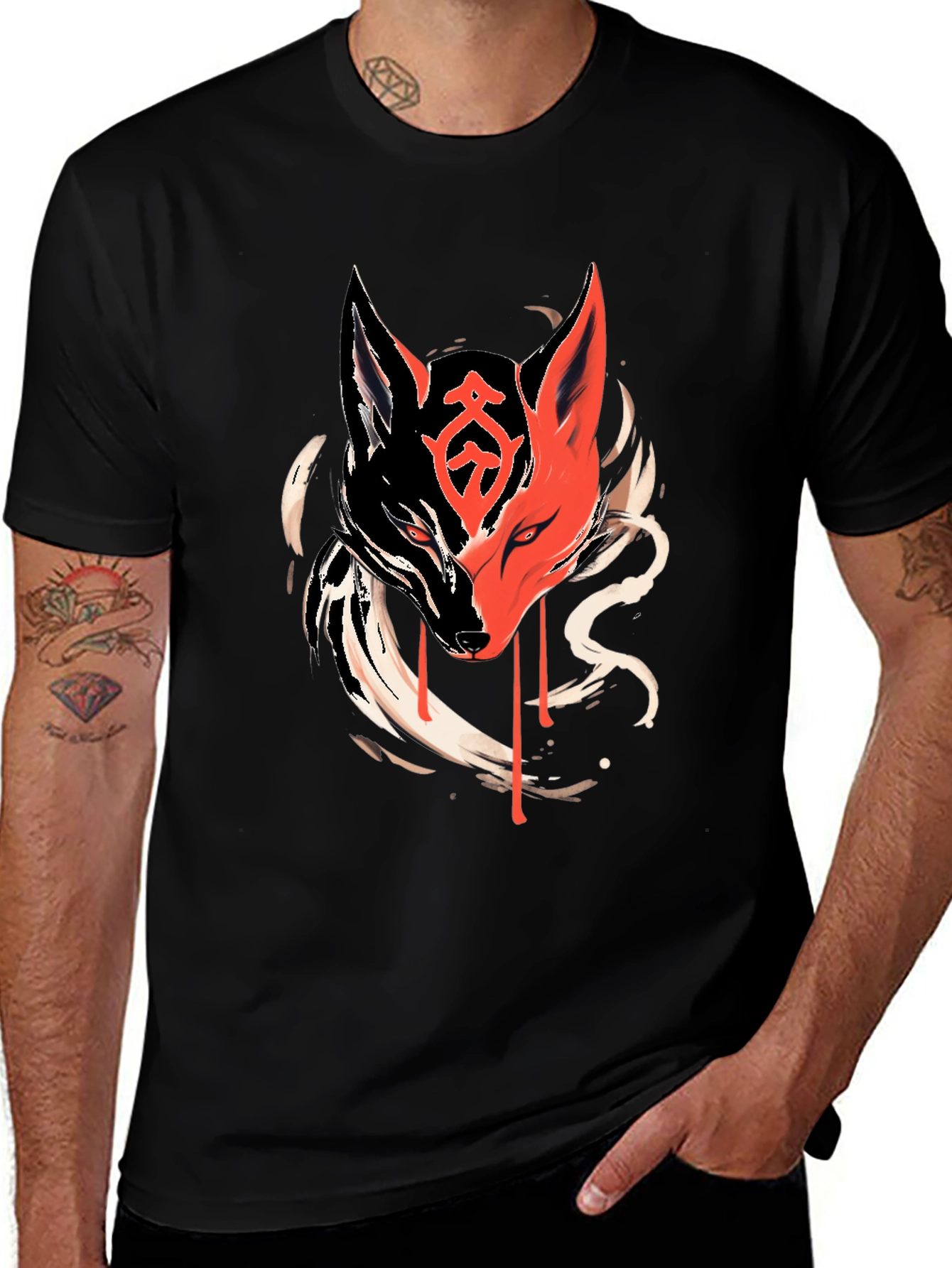 Variant 10 of Black T-Shirt with Fox Graphic