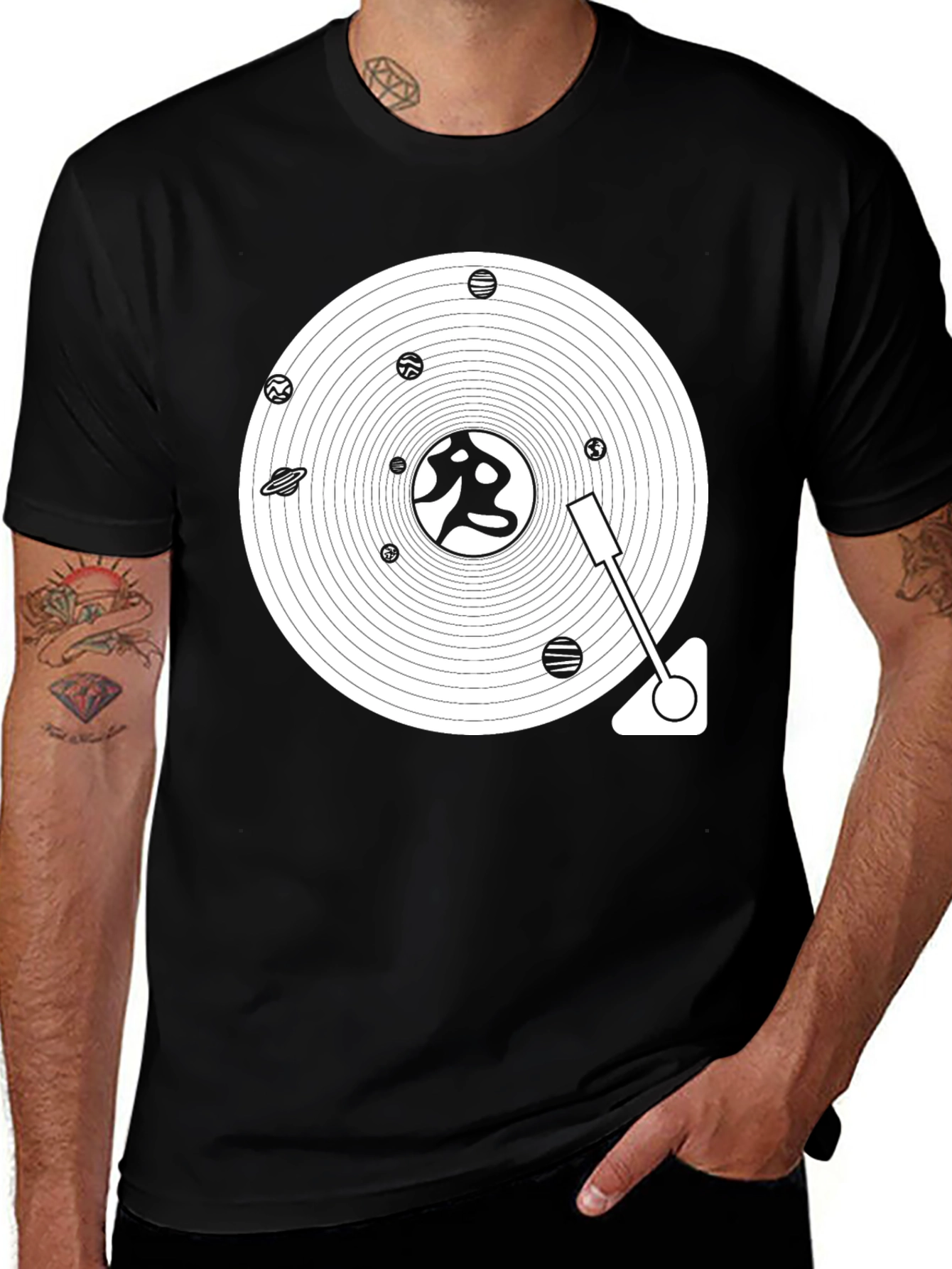 Variant 24 of Planetary Turntable Black T-Shirt