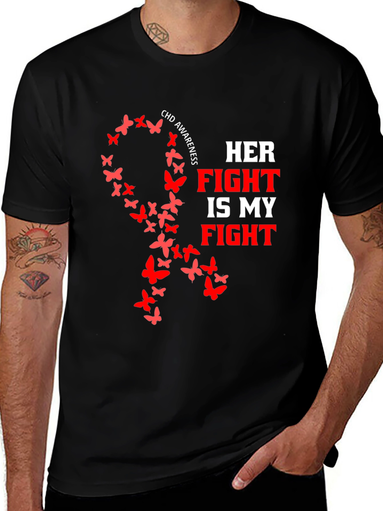Variant 24 of CHD Awareness Butterfly Ribbon T-Shirt