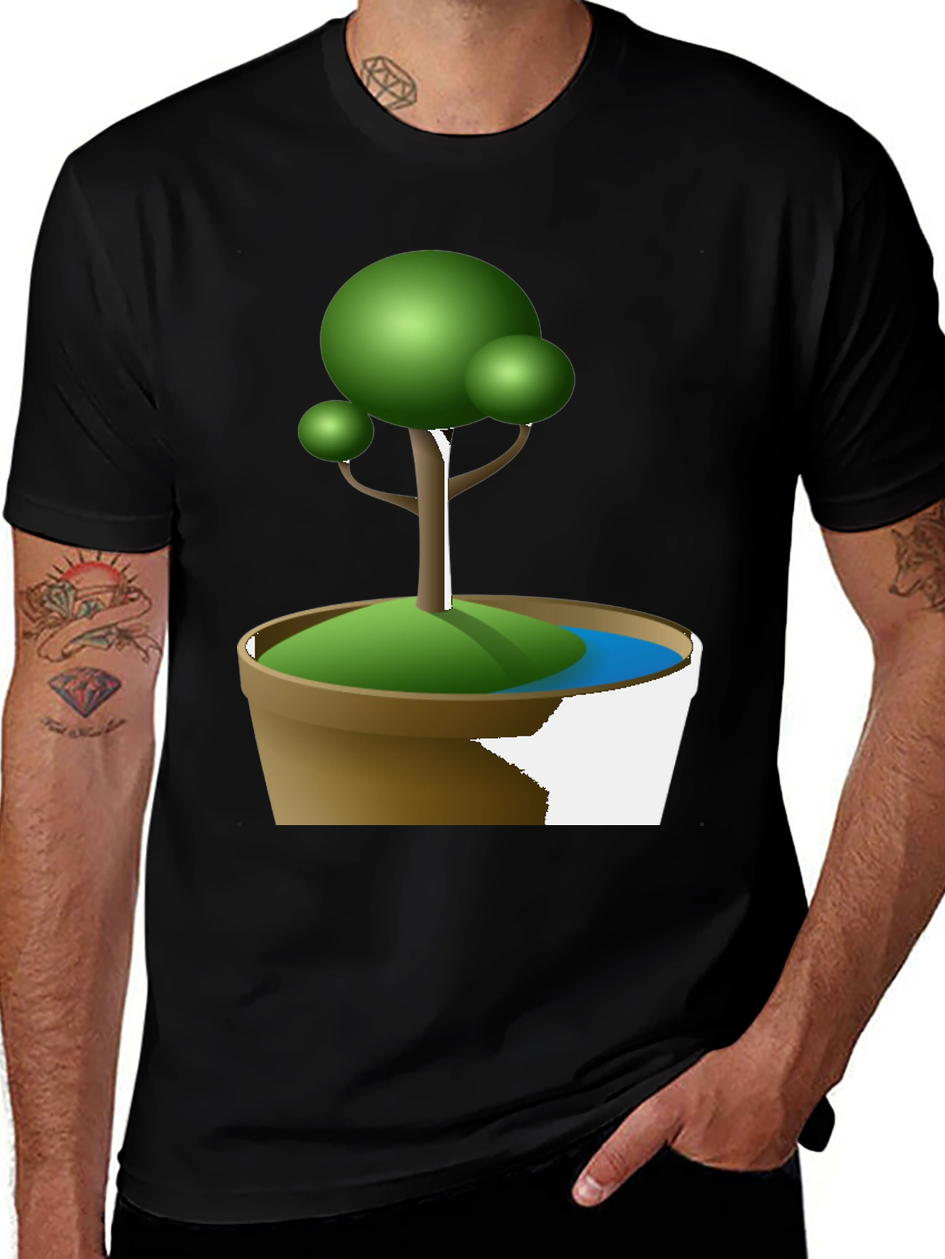 Variant 12 of Tree in Pot Graphic Tee - Black Unisex Shirt
