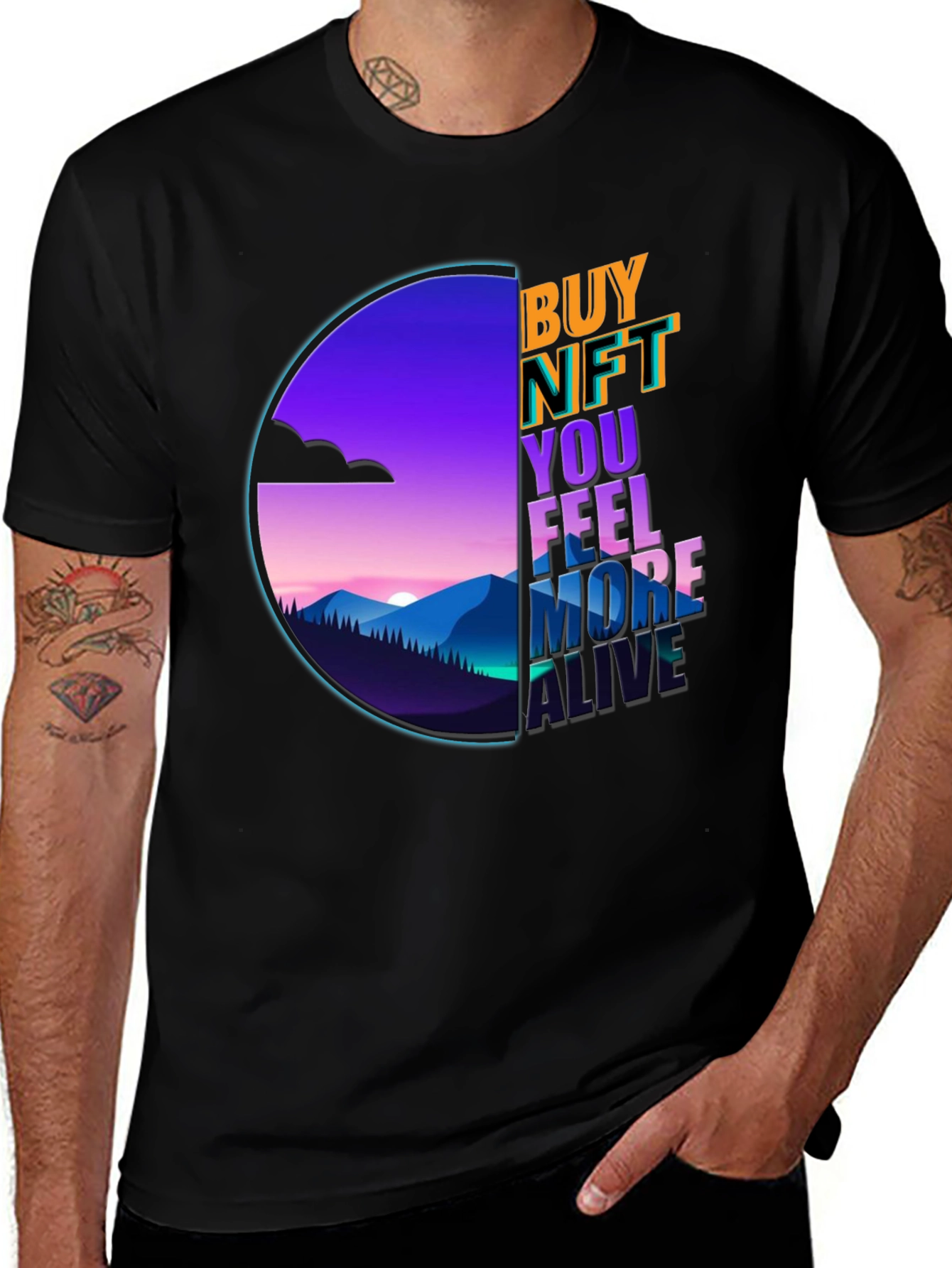 Variant 12 of Buy NFT Feel More Alive Black Graphic Tee