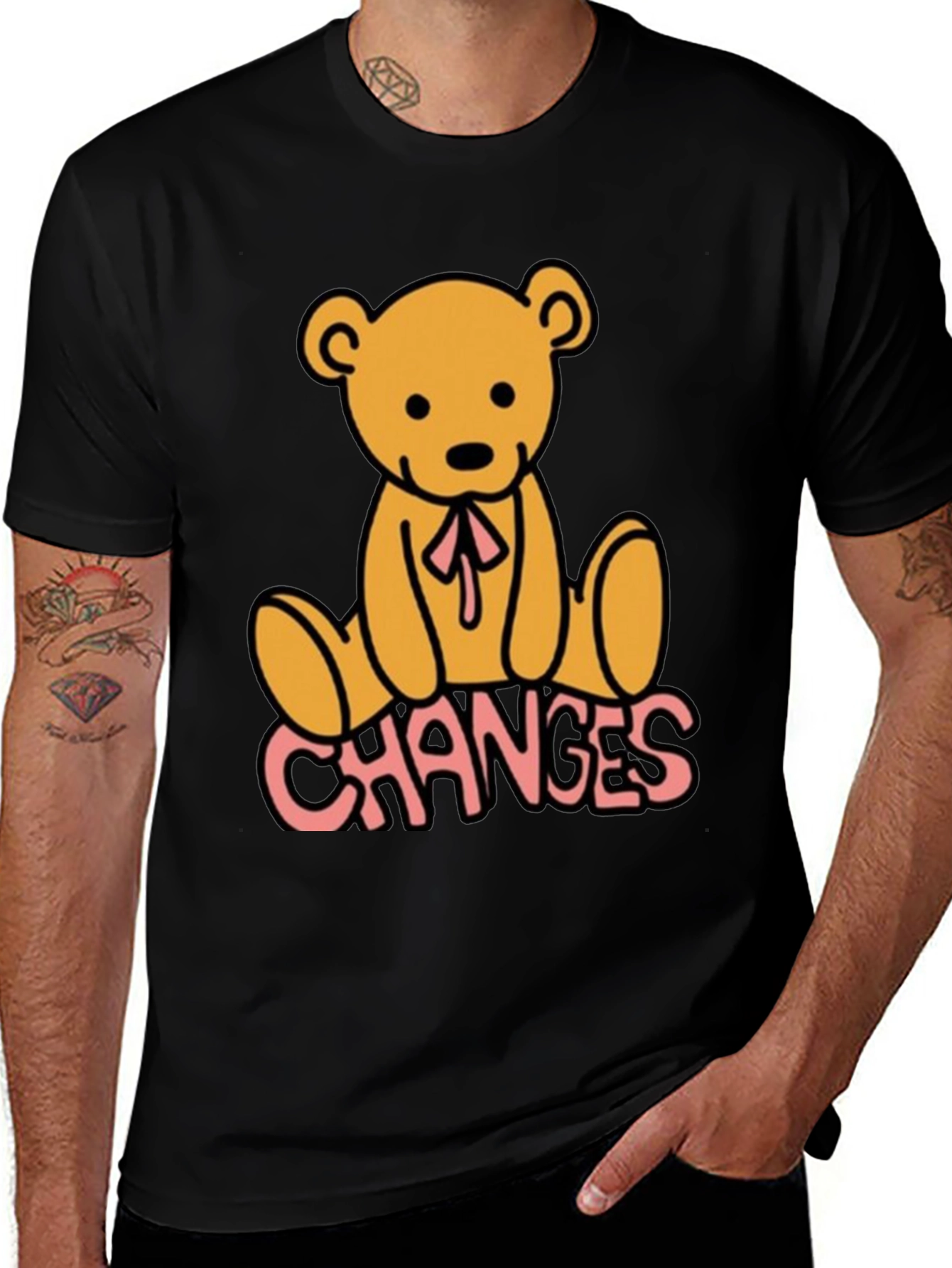 Variant 15 of Changes Teddy Bear Graphic Tee - Black