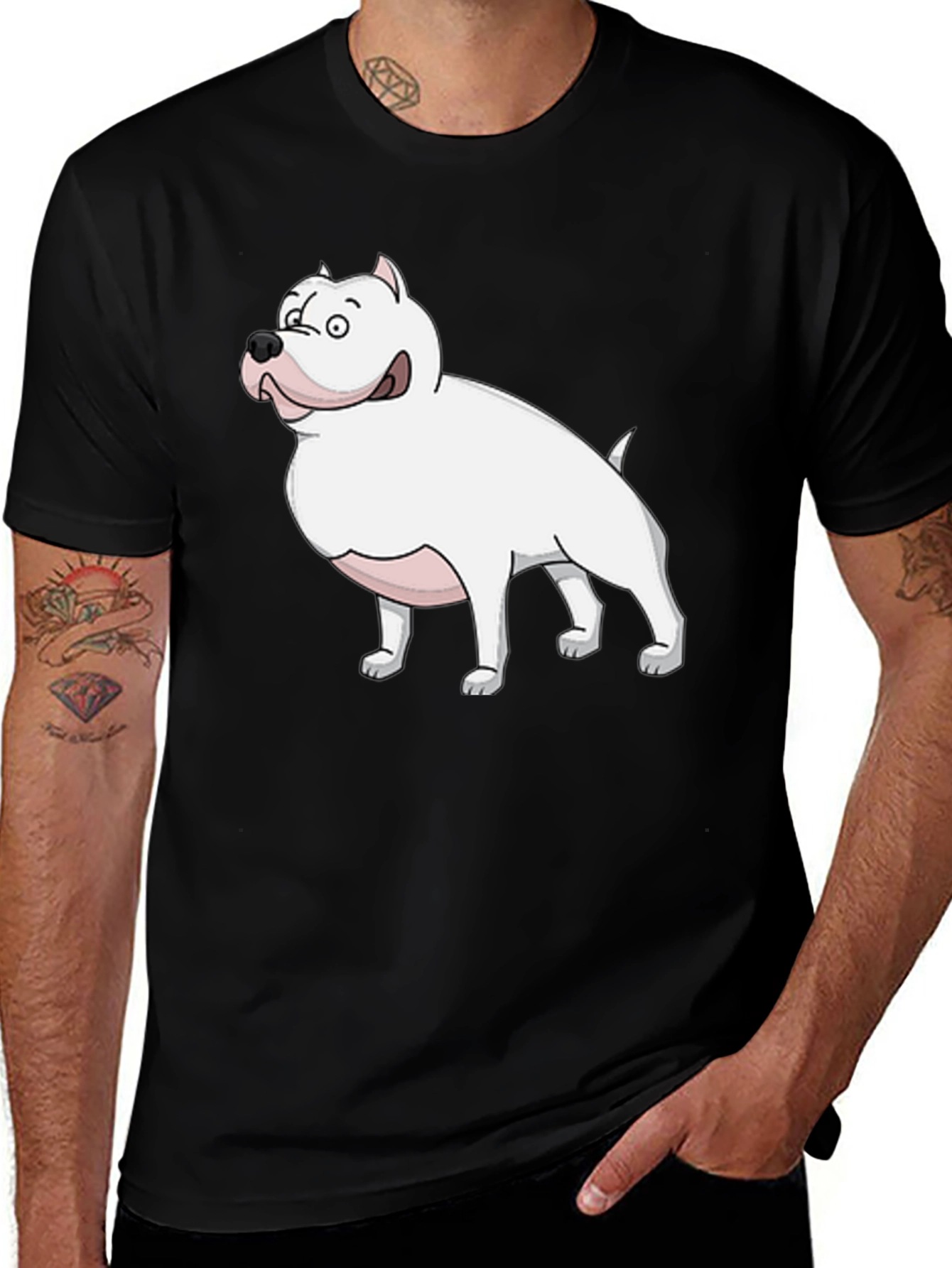 Variant 23 of Cartoon Dog Graphic Tee - Men's Black T-Shirt