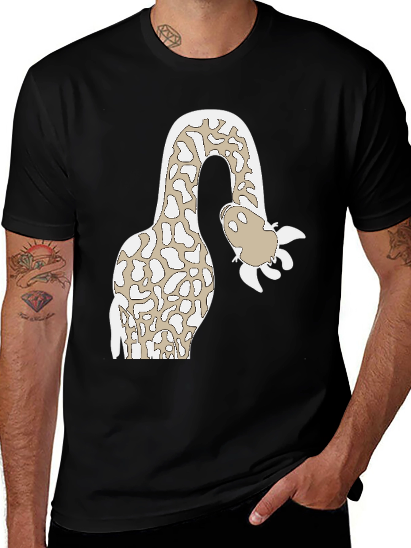 Variant 2 of Giraffe Cartoon Graphic Tee - Quirky Animal Design