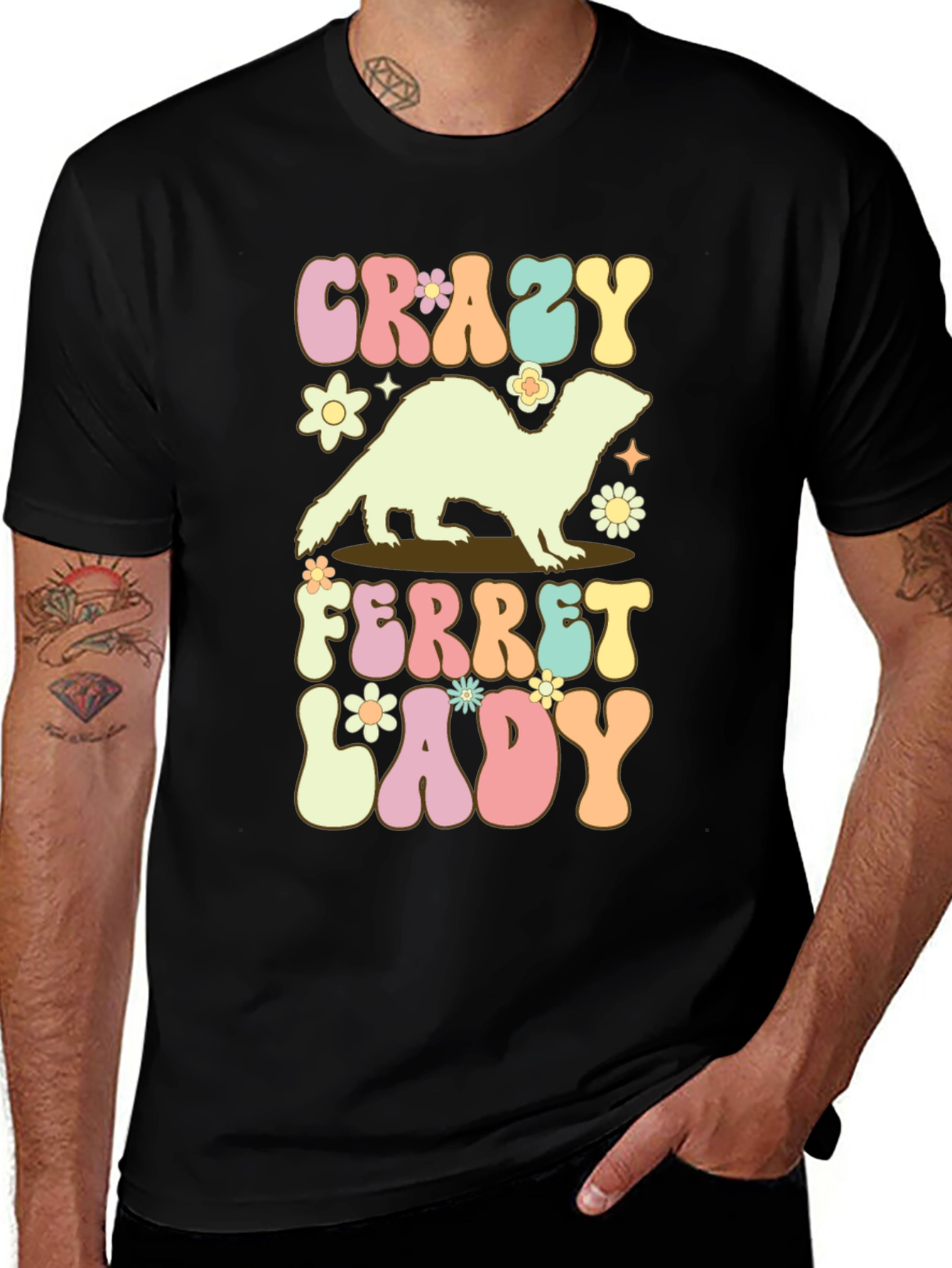 Variant 23 of Crazy Ferret Lady Graphic Tee
