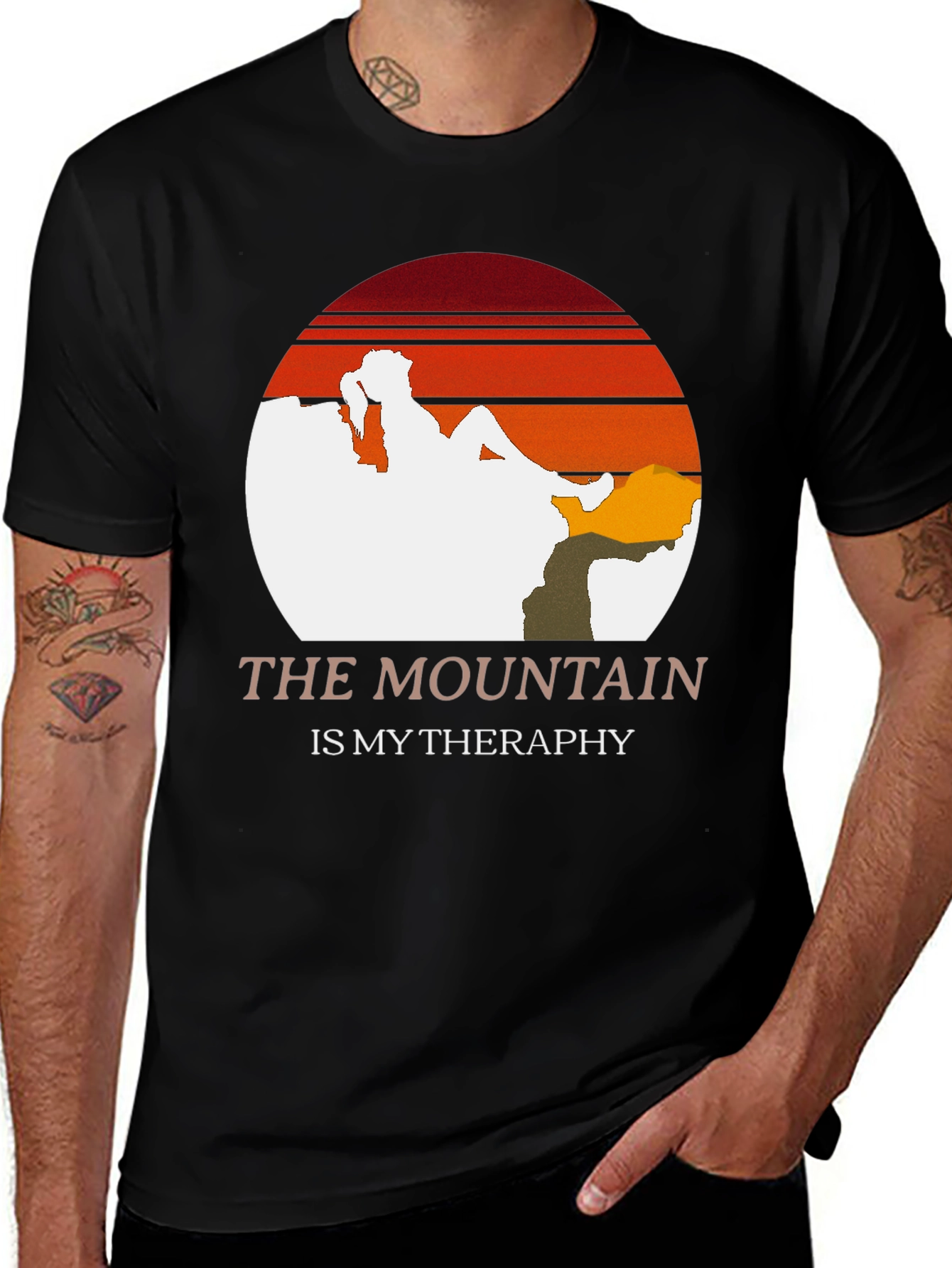 Black The Mountain is My Therapy Tee main image