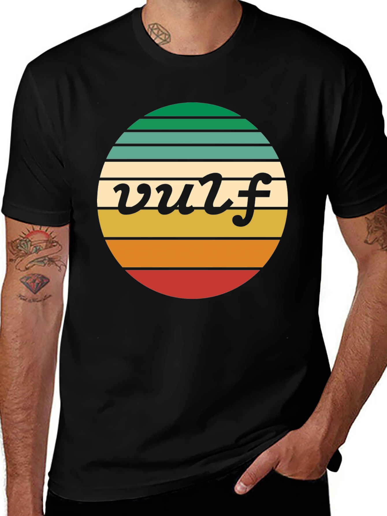 Variant 29 of Retro Vulf Tee - Striped Circle Graphic