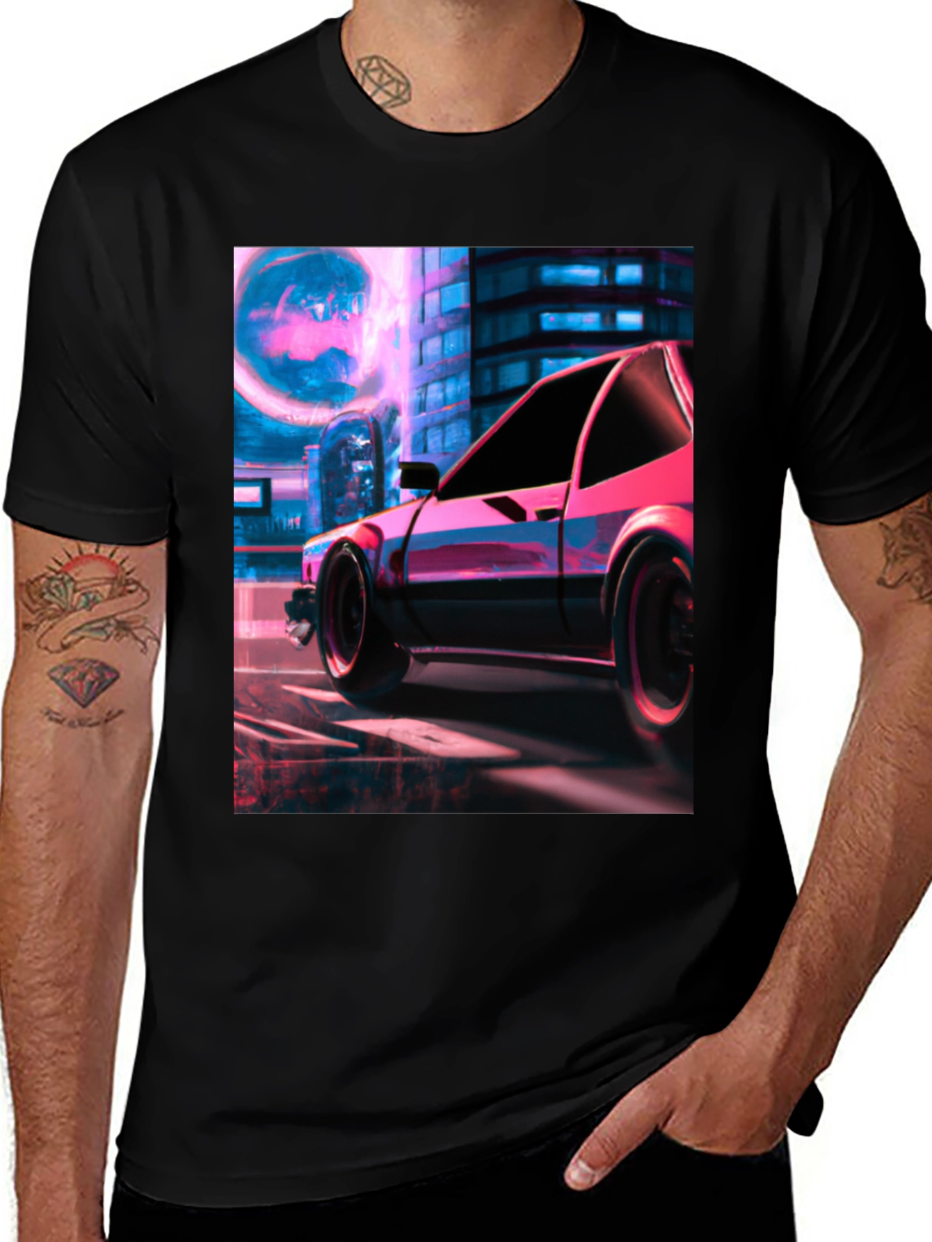Cyberpunk Car Graphic Tee - Retro Future Style