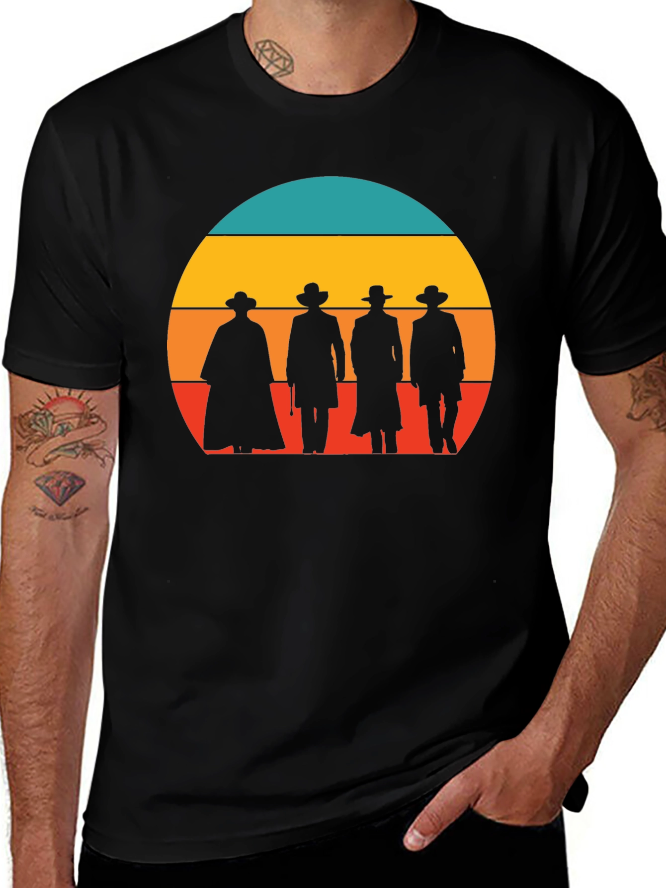 Black Tombstone Cowboys Graphic T-Shirt main image