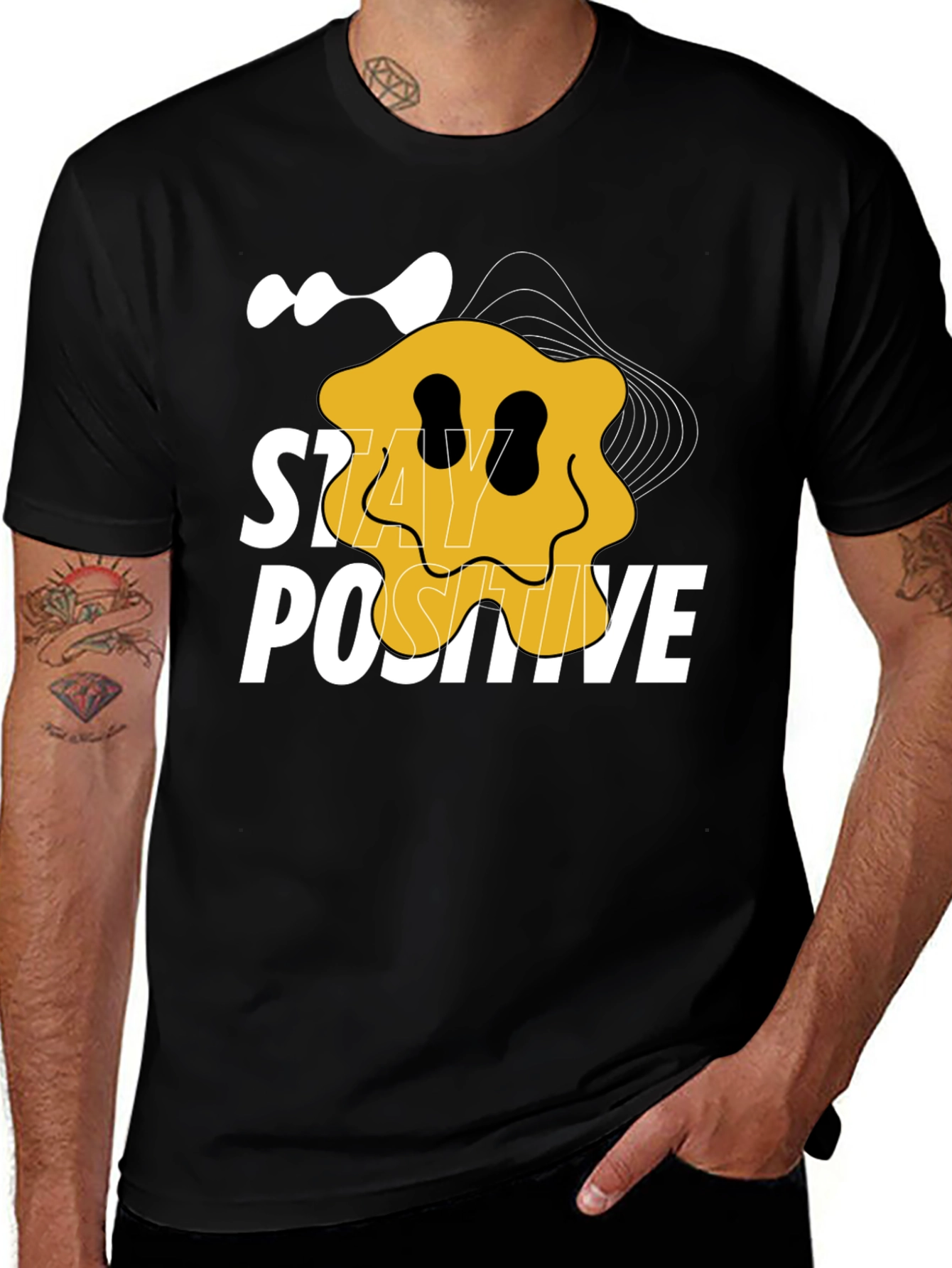 Variant 6 of Stay Positive Graphic Tee - Black