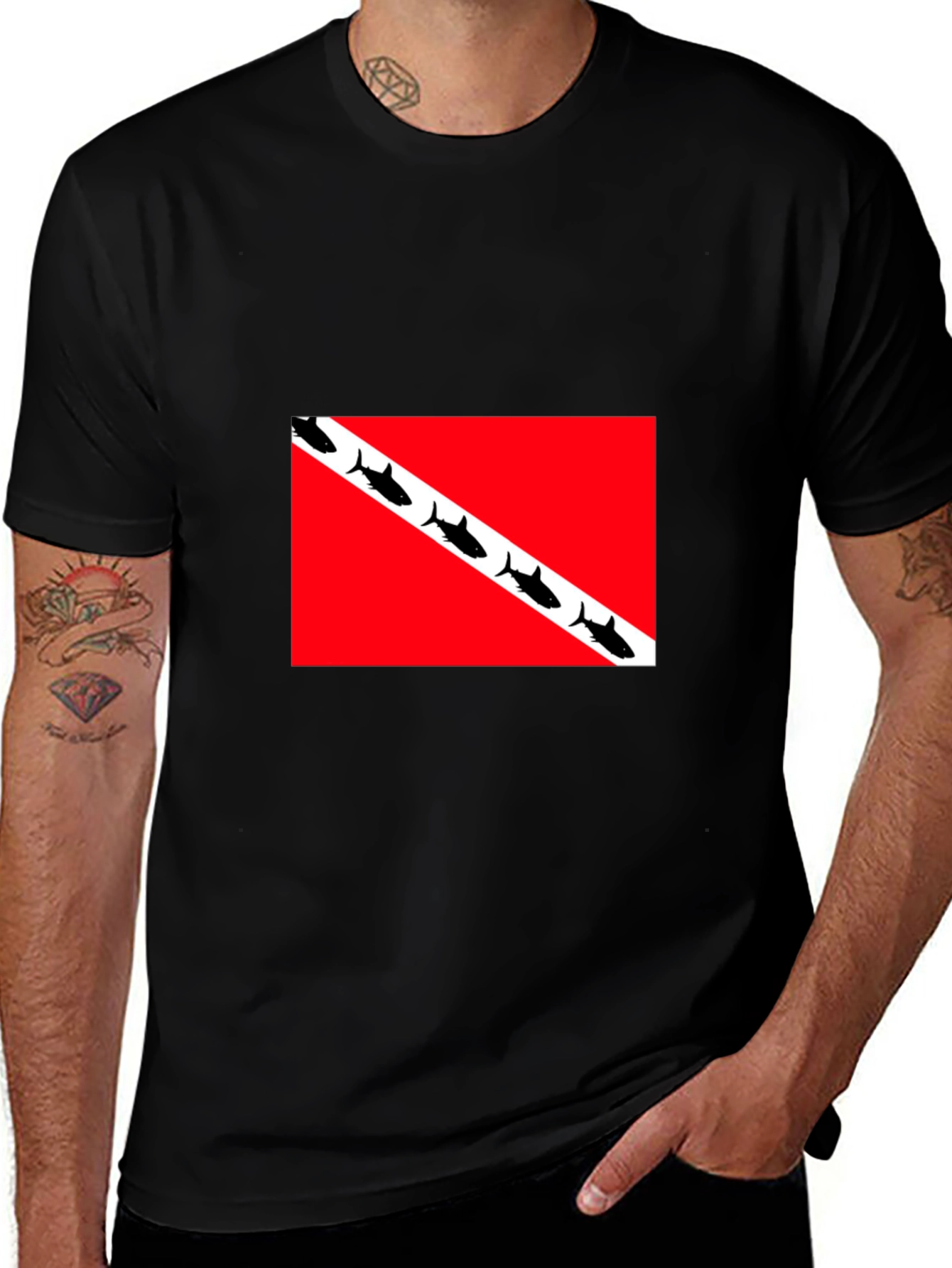 Variant 21 of Diver Down Flag Shark Silhouette Tee