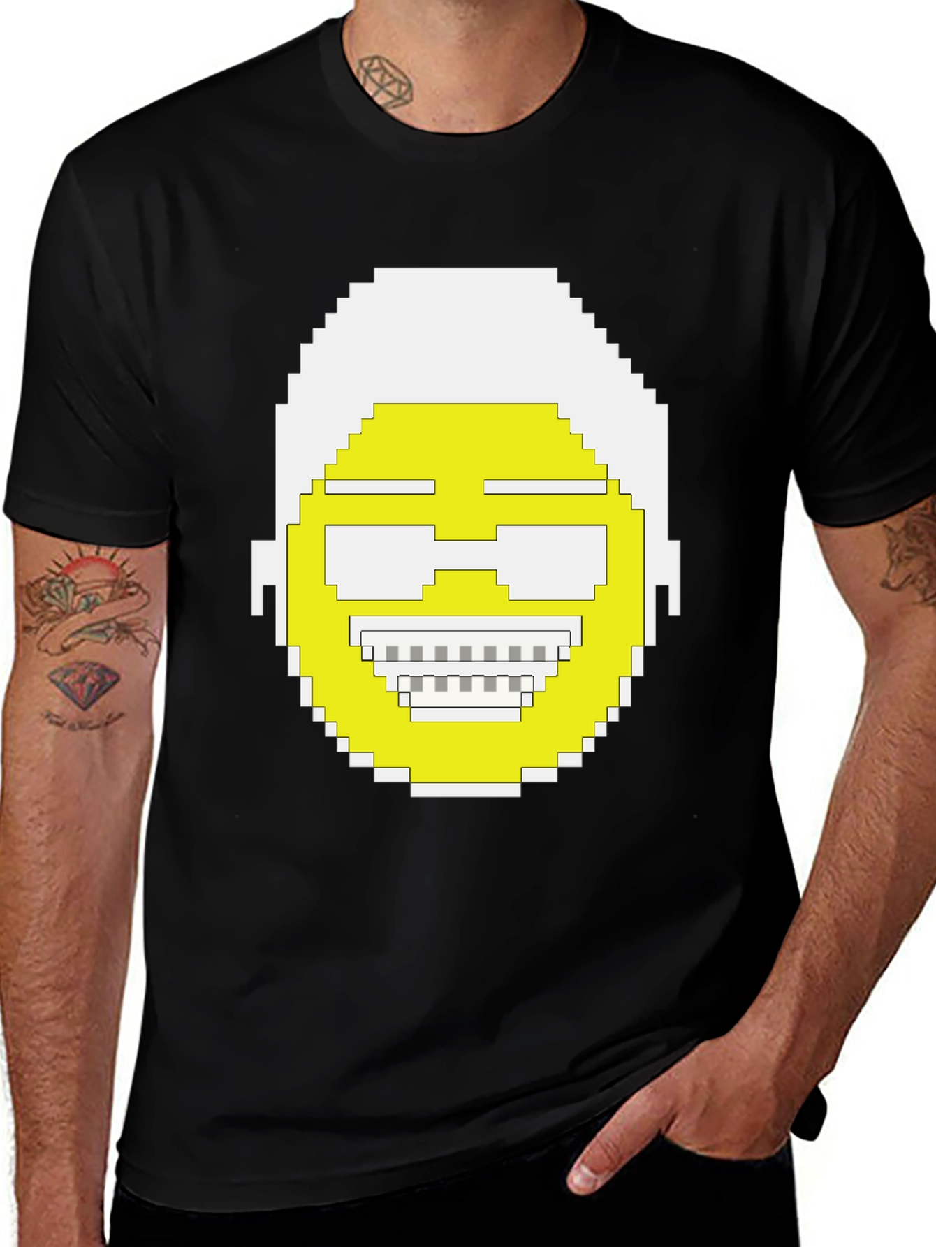 Variant 28 of Pixel Cool Emoji Graphic Tee - Black