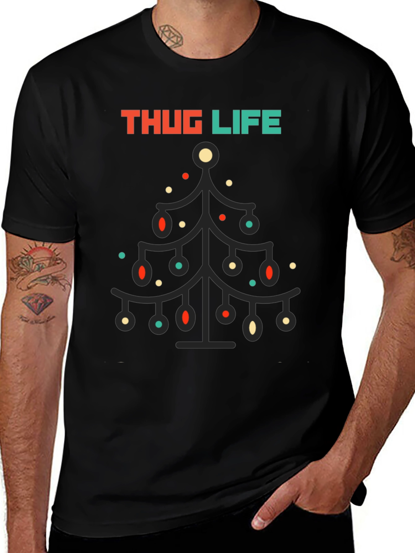 Variant 18 of Thug Life Christmas Tree Graphic Tee - Black