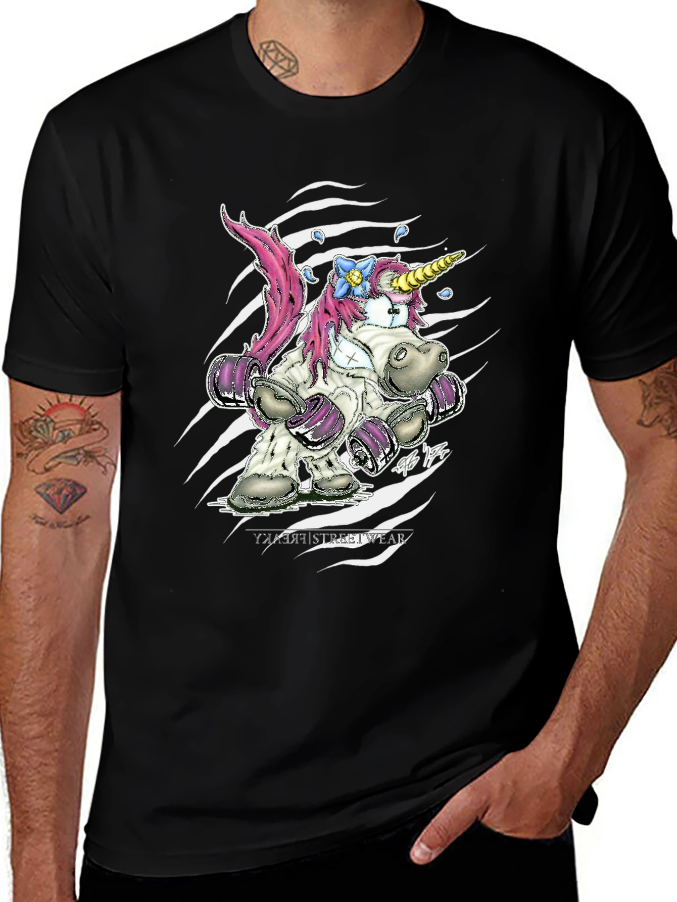 Variant 3 of Unicorn Roller Derby T-Shirt - Black Graphic Tee