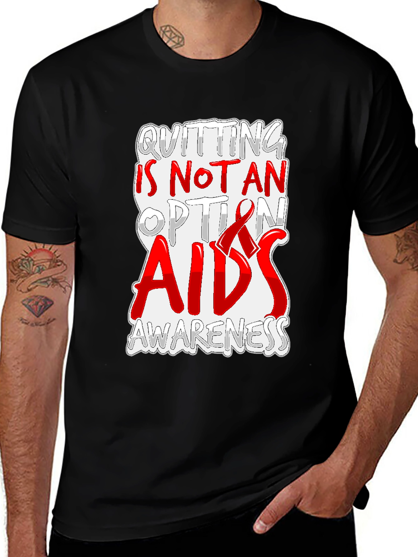 AIDS Awareness T-Shirt - Quitting Is Not An Option