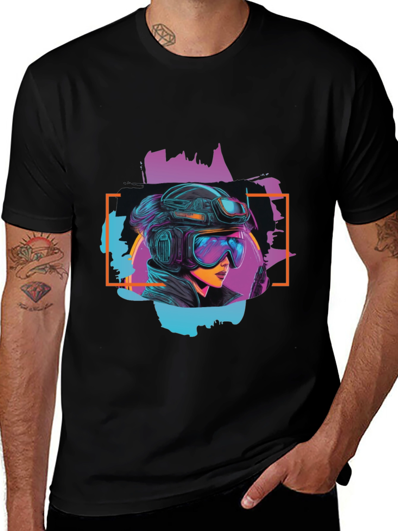 Variant 30 of Cyberpunk Girl Graphic Tee - Retro Style