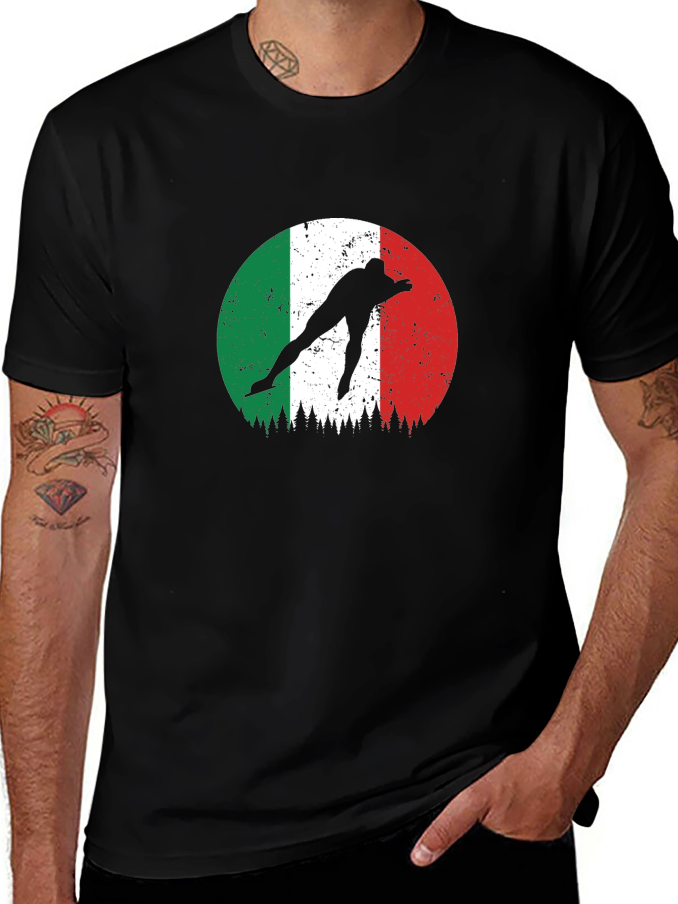 Italy Speed Skating Black T-Shirt