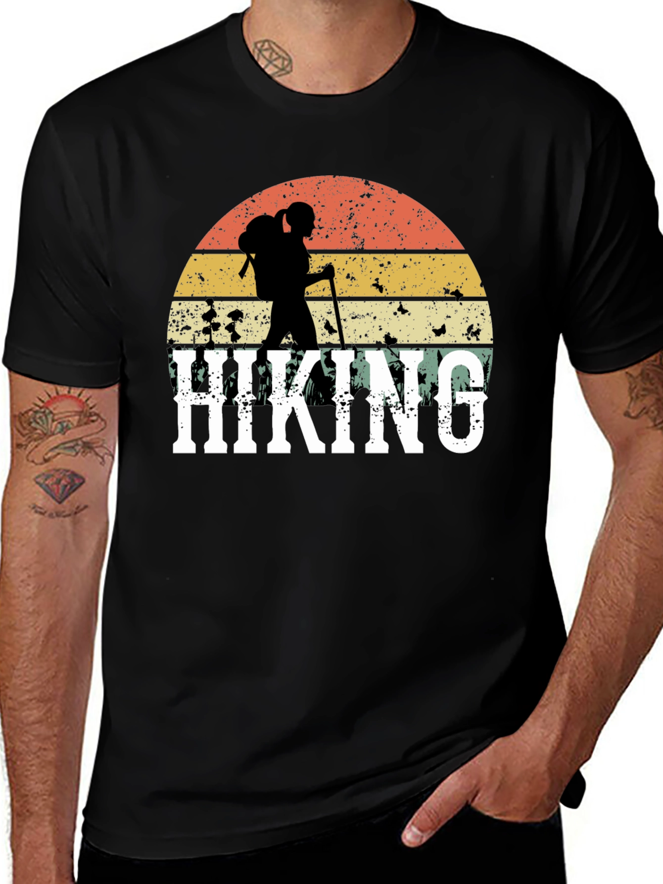 Variant 20 of Hiking Graphic T-Shirt - Retro Sunset Design
