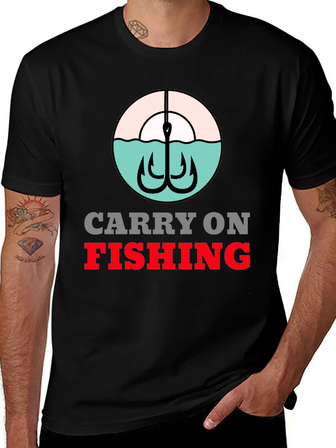 Variant 17 of Carry On Fishing Black Graphic T-Shirt