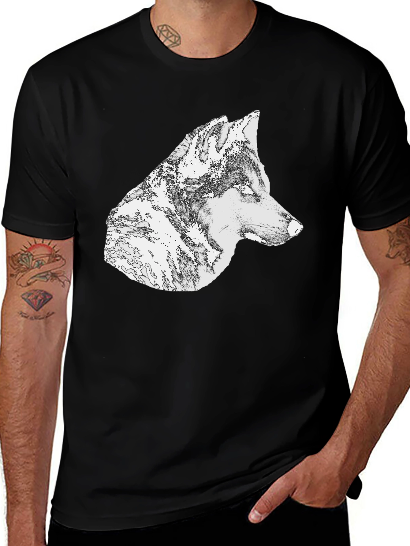 Variant 13 of Black Wolf Graphic T-Shirt