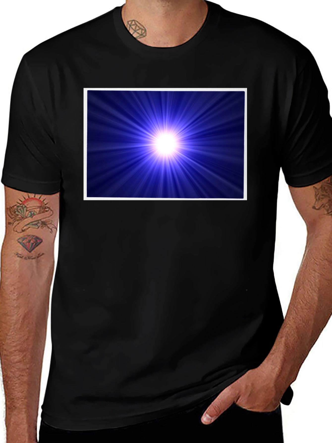 Variant 11 of Cosmic Burst Graphic Tee - Black Cotton Blend