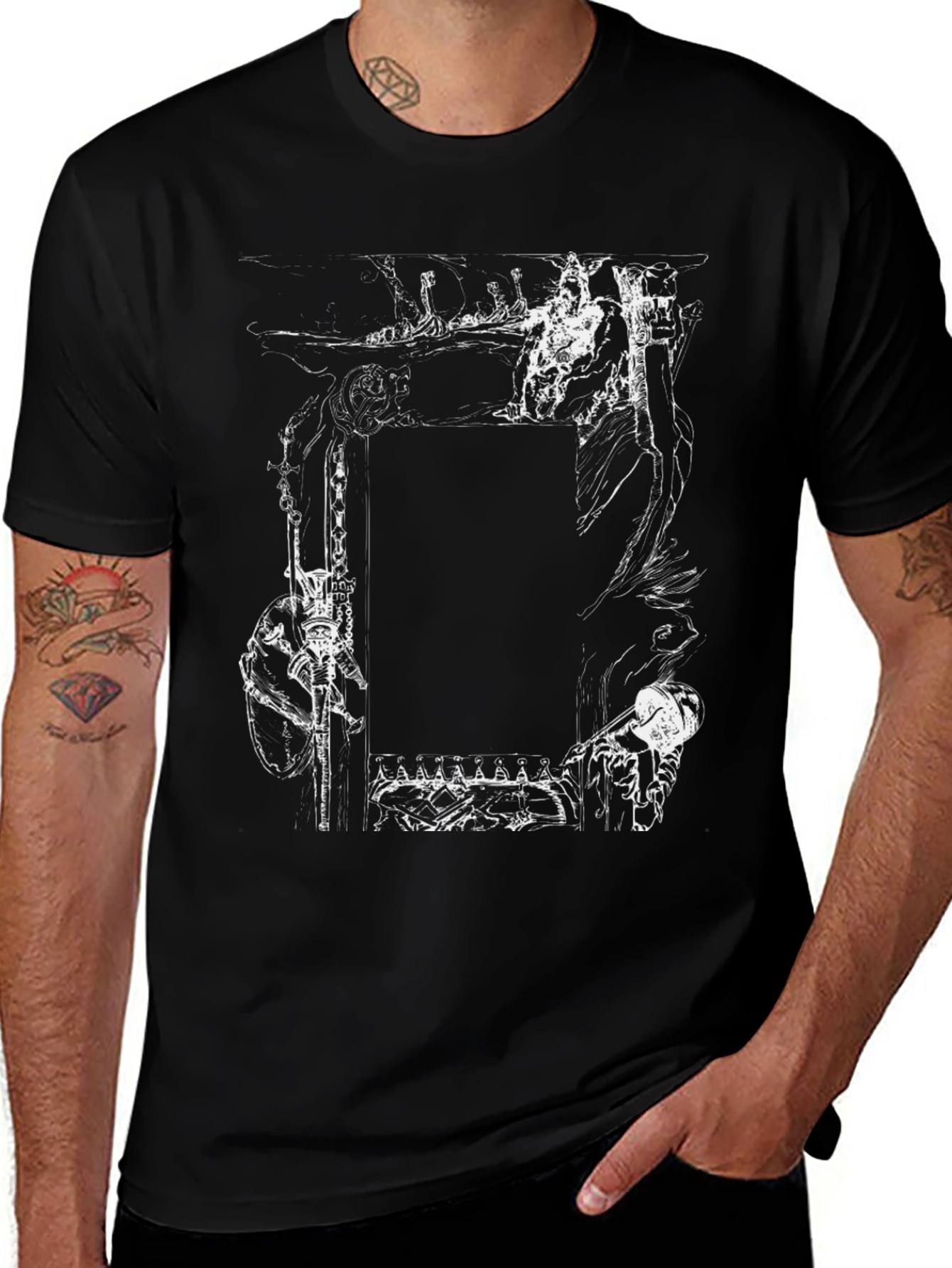 Variant 25 of Abstract Graphic Print Black T-Shirt