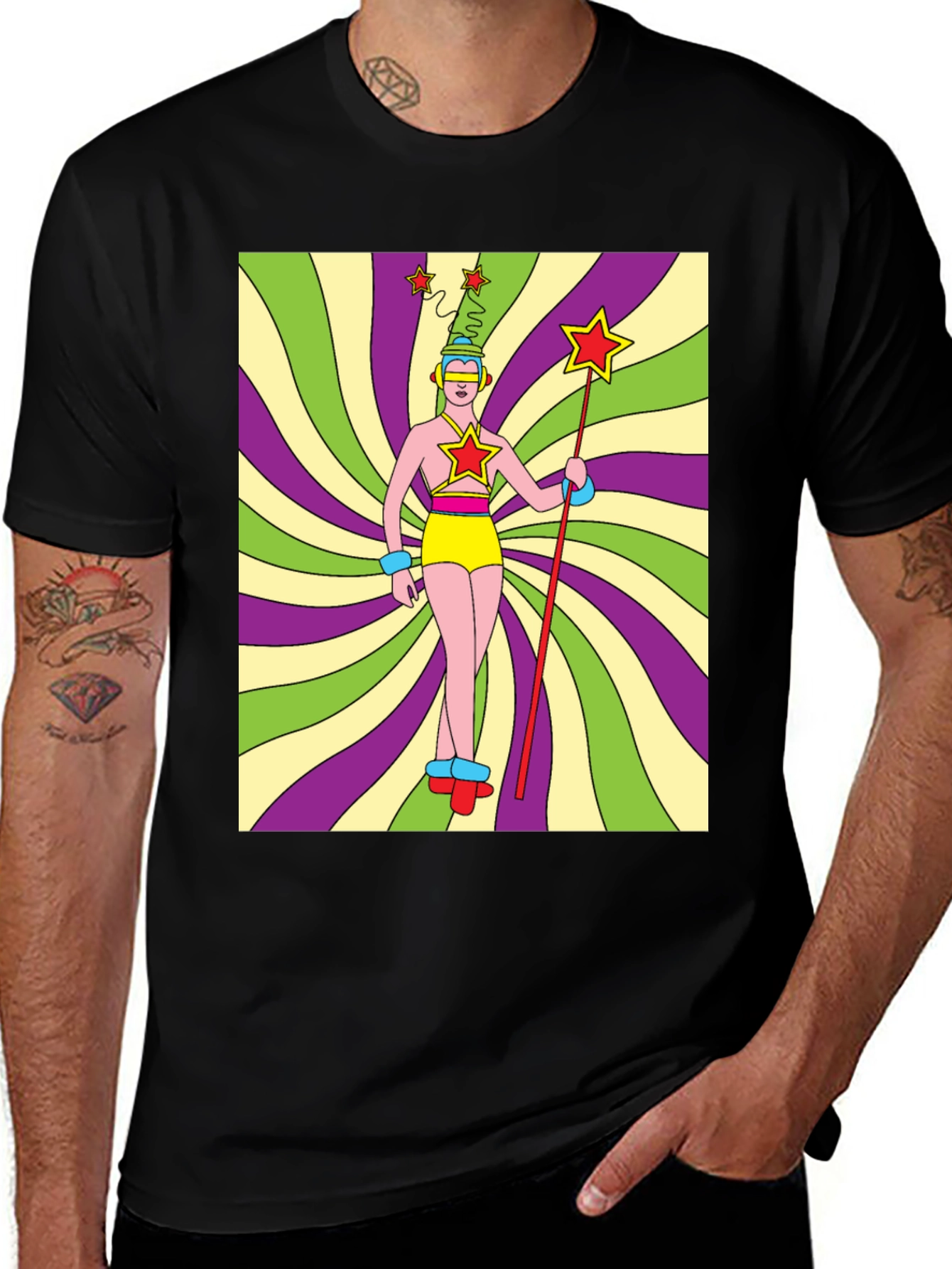 Variant 9 of Psychedelic Star Person Black T-Shirt