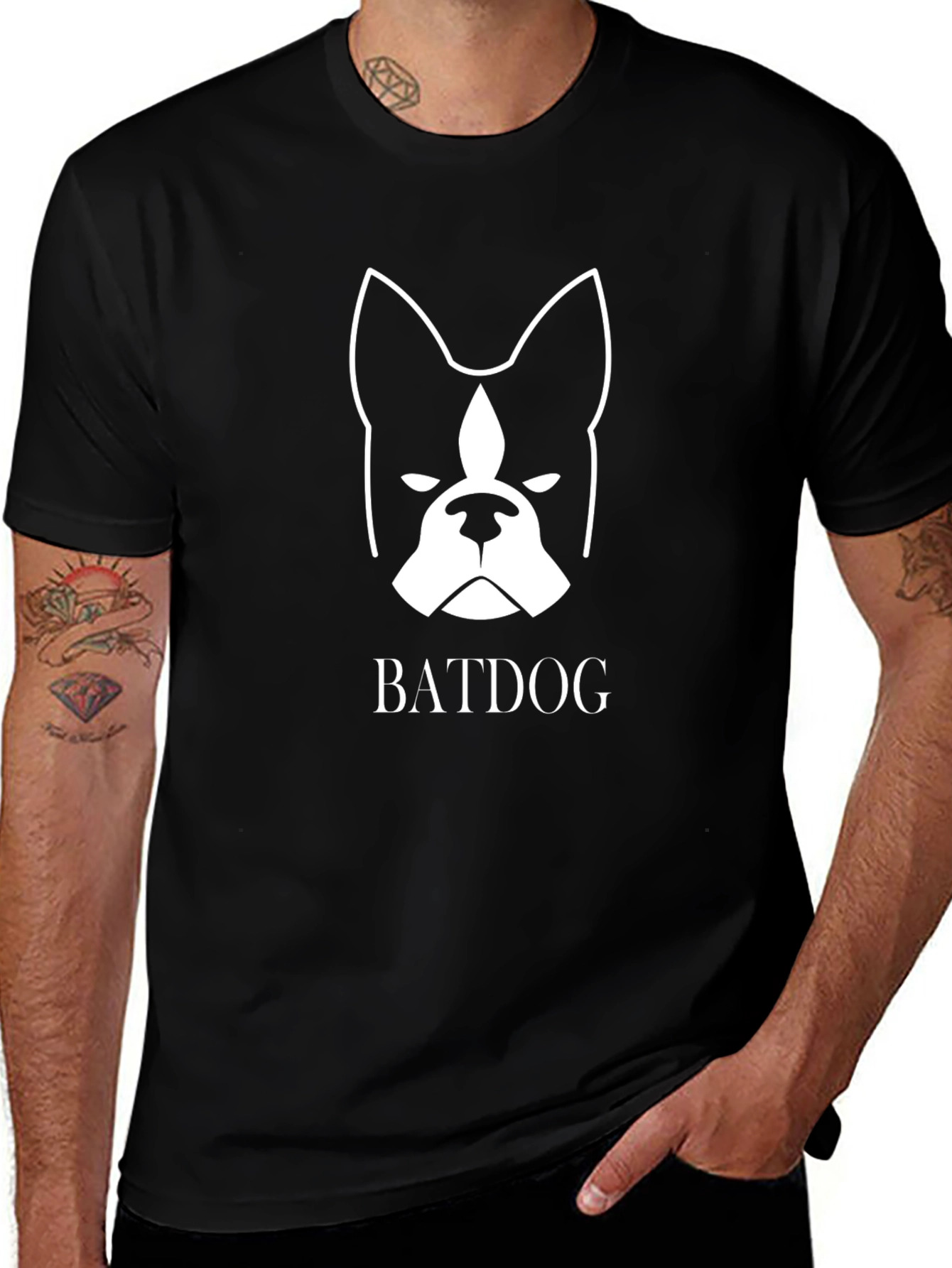 Variant 21 of Batdog Graphic Tee - Black Cotton Blend