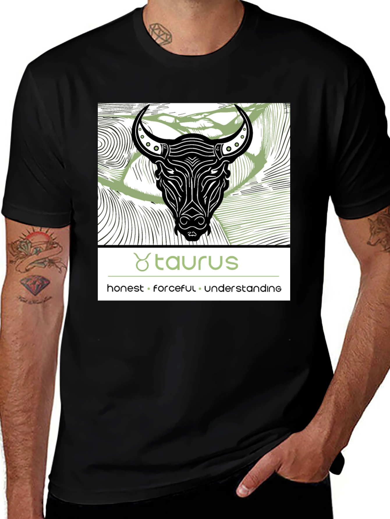 Variant 22 of Taurus Zodiac Graphic Black T-Shirt