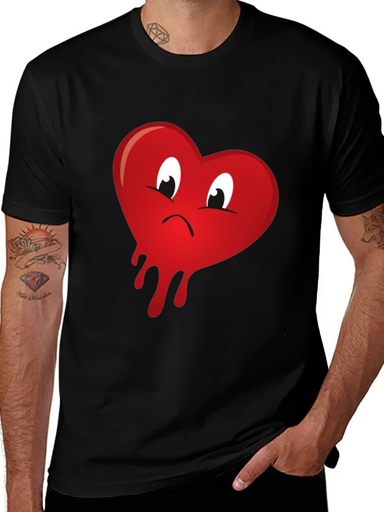 Sad Heart Drip Graphic T-Shirt - Unisex Black Tee