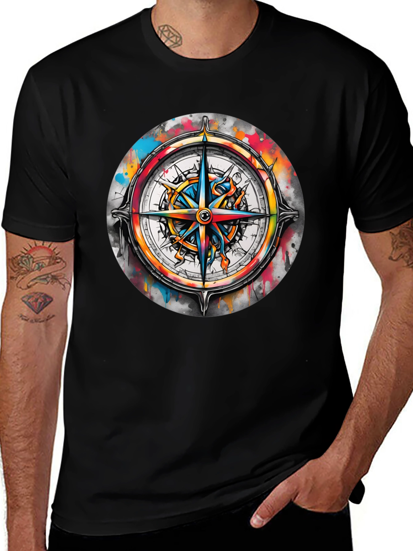 Variant 22 of Compass Rose Graphic Tee - Stylish Nautical Design