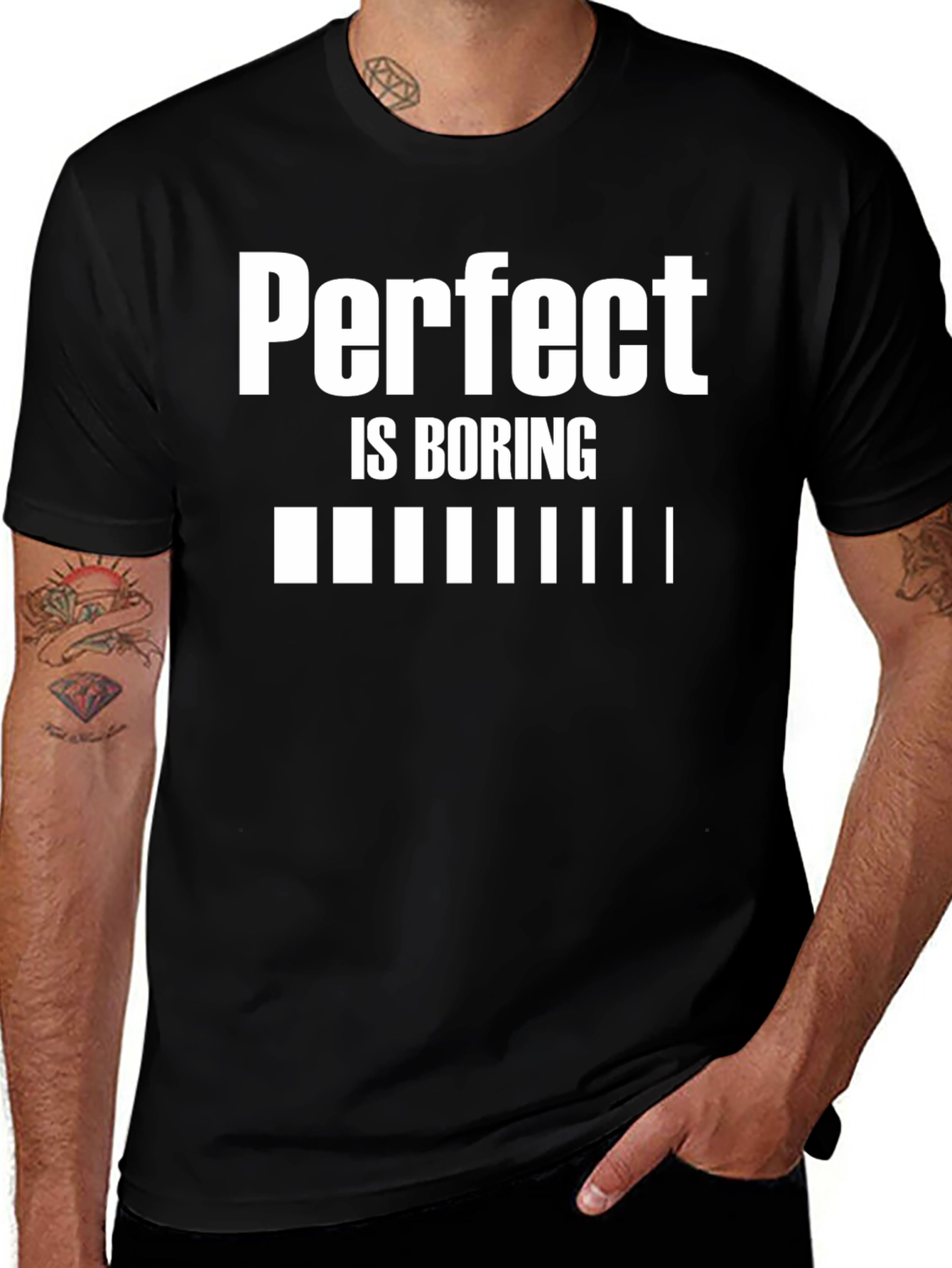 Variant 24 of Perfect is Boring Black Graphic T-Shirt
