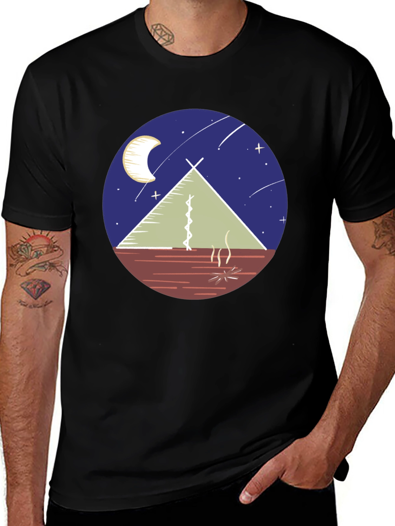 Variant 16 of Camping Tee: Moonlit Tent Scene