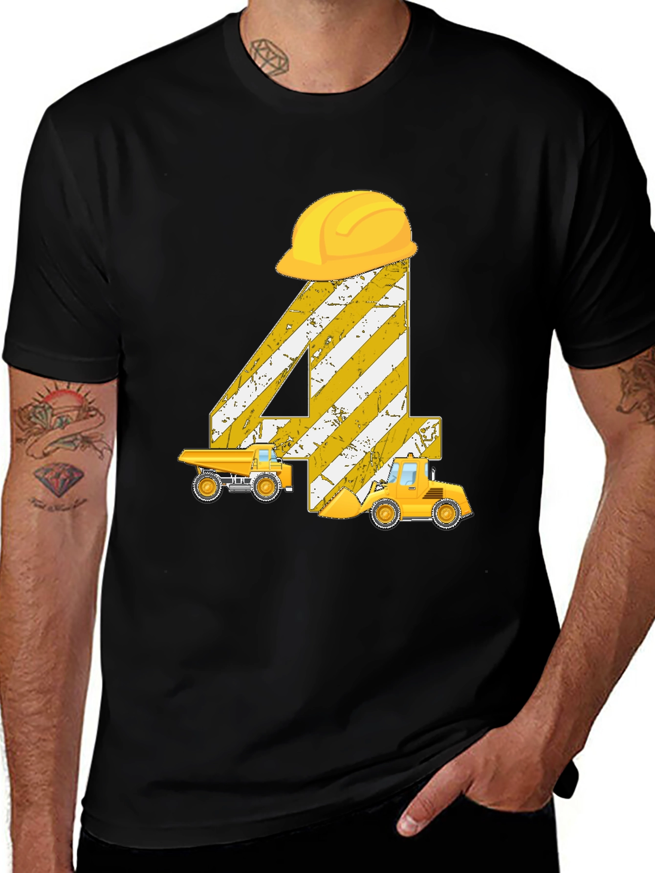 Variant 10 of Construction 4th Birthday T-Shirt