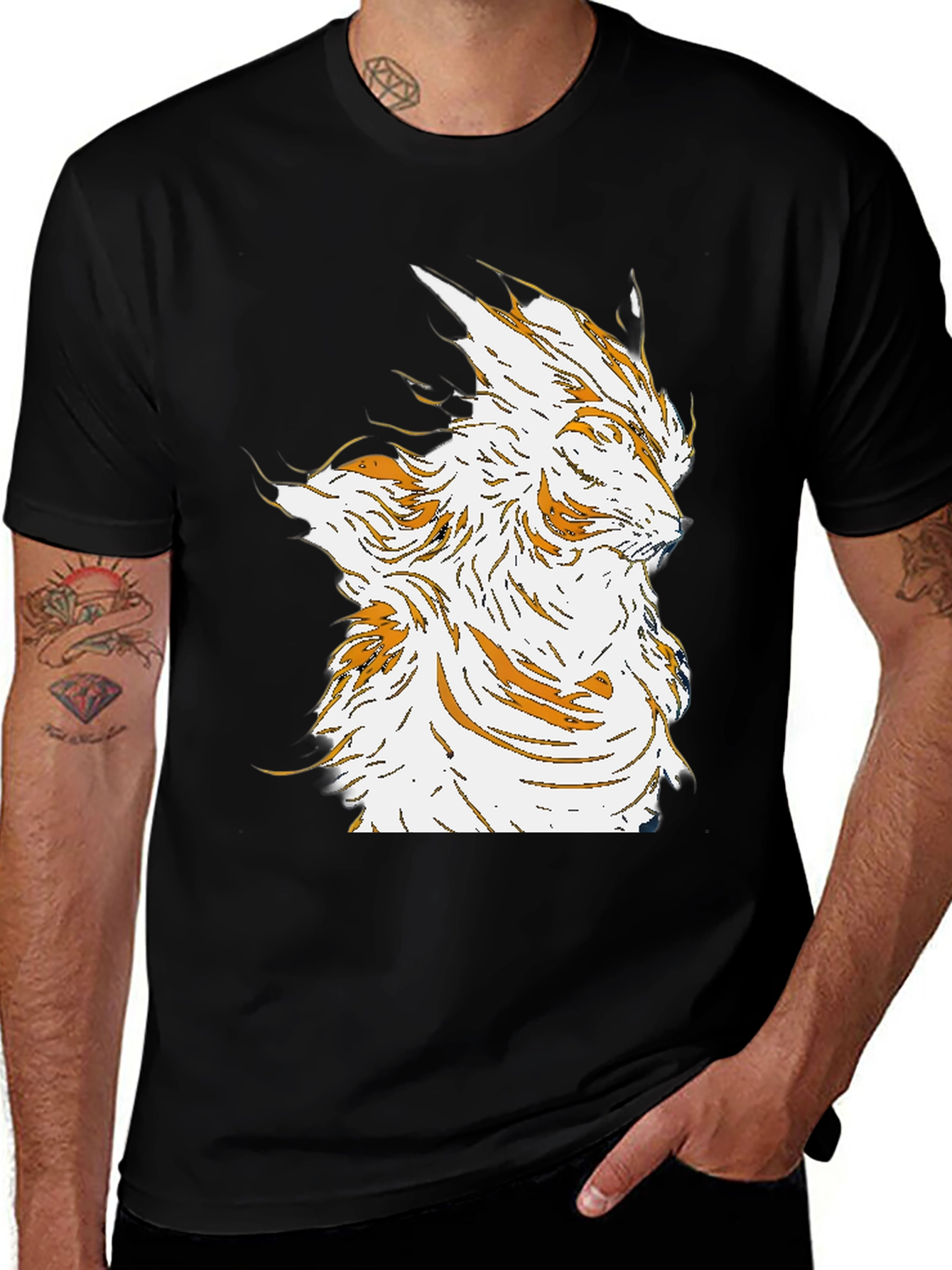 Variant 8 of Abstract Tiger Graphic Tee - Black