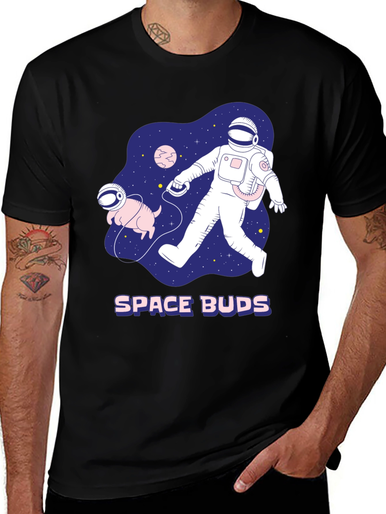 Variant 26 of Space Buds Graphic T-Shirt - Astronaut and Dog