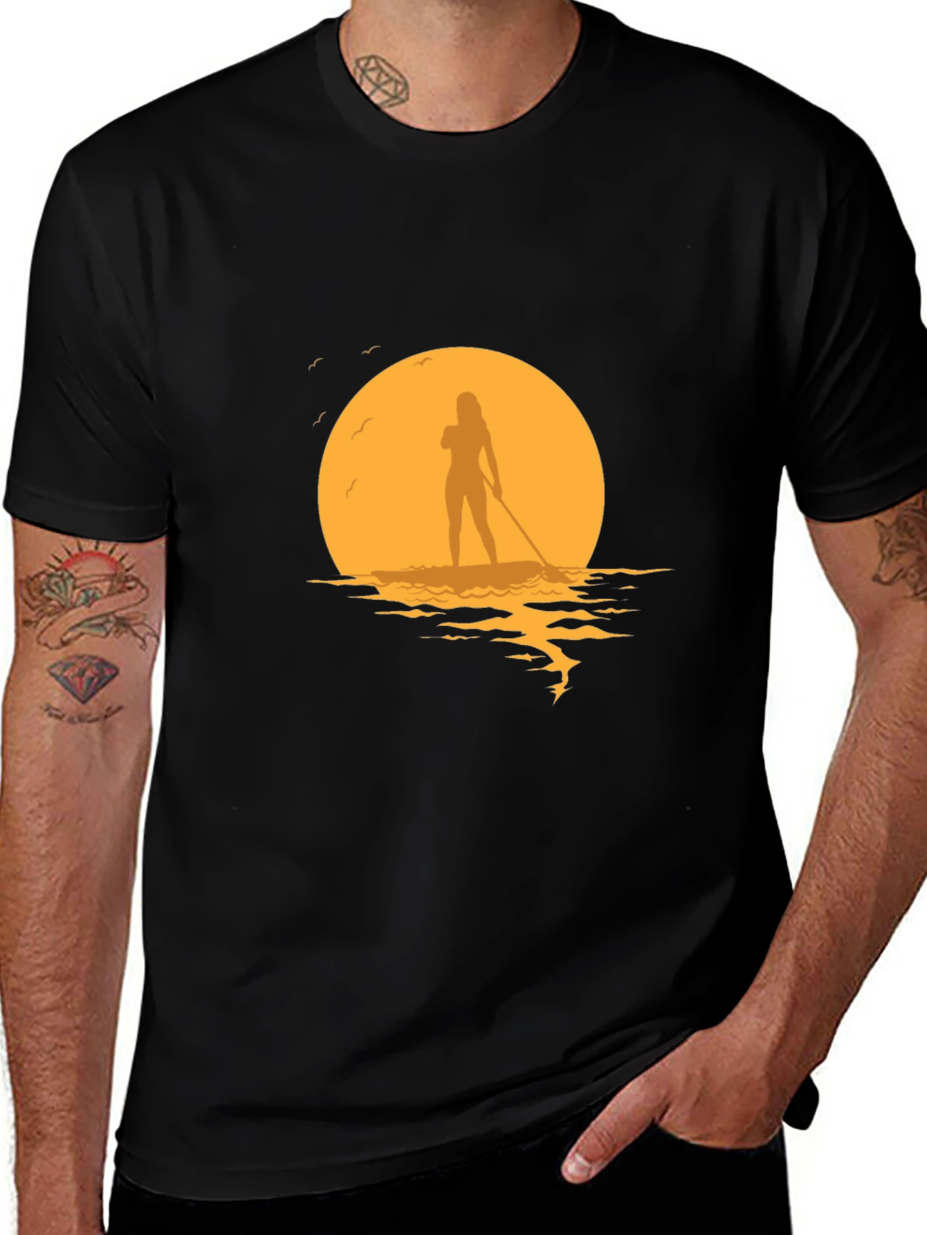 Paddle Boarding T-Shirt Sunset Silhouette