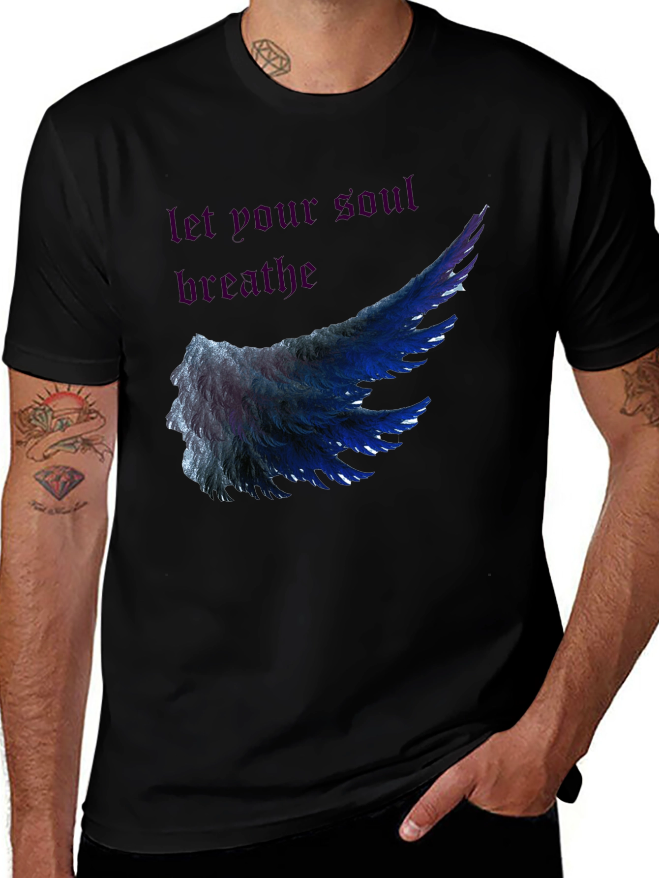 Variant 6 of Soul Breathe Wing Graphic Tee - Men's Black T-Shirt