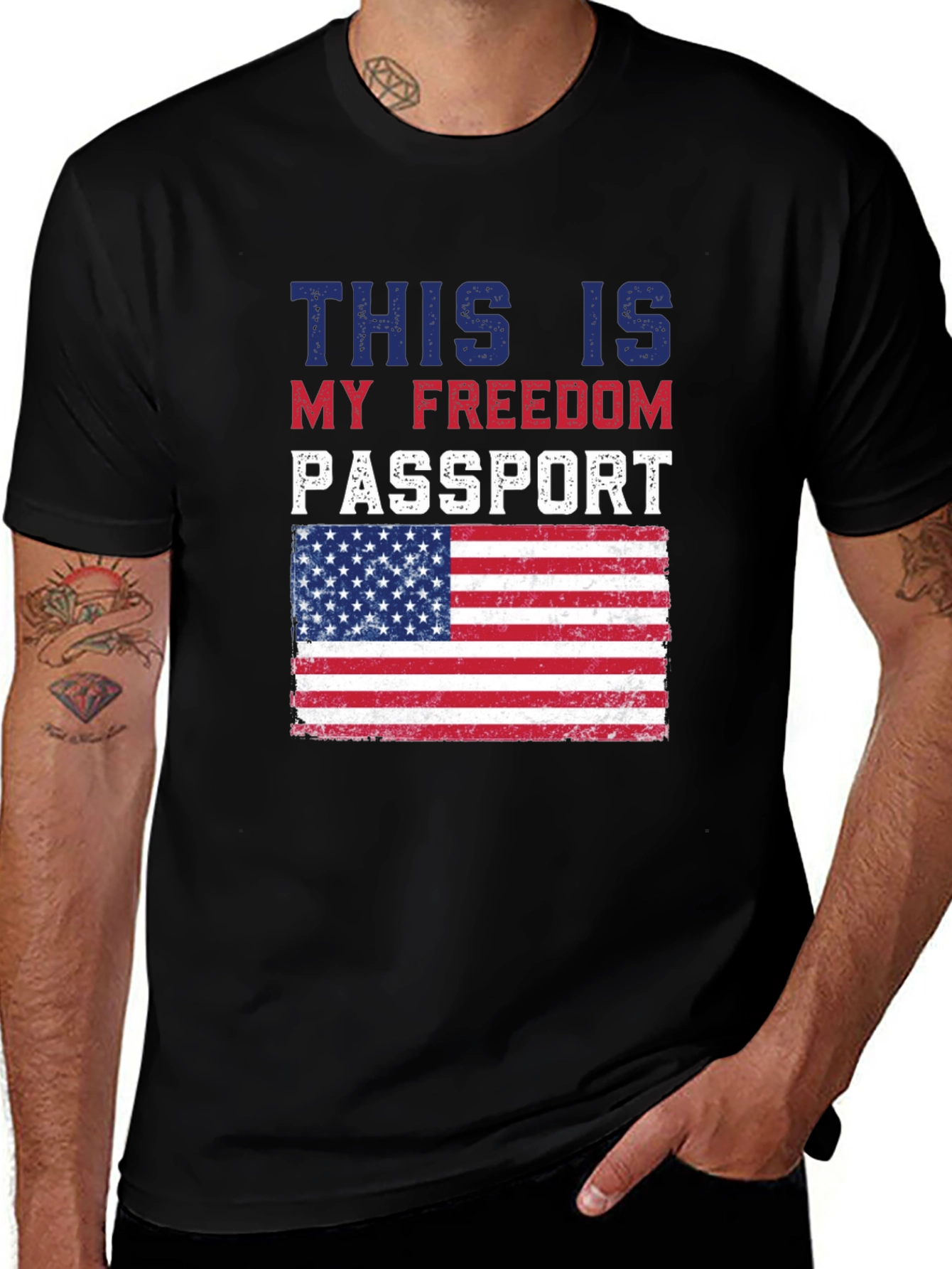 Variant 7 of Freedom Passport USA Flag Graphic T-Shirt